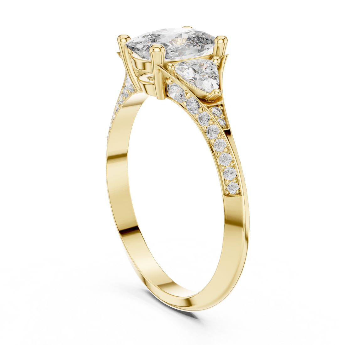 Designer Diamond Ring with Cushion Cut Center & Pavé Accents