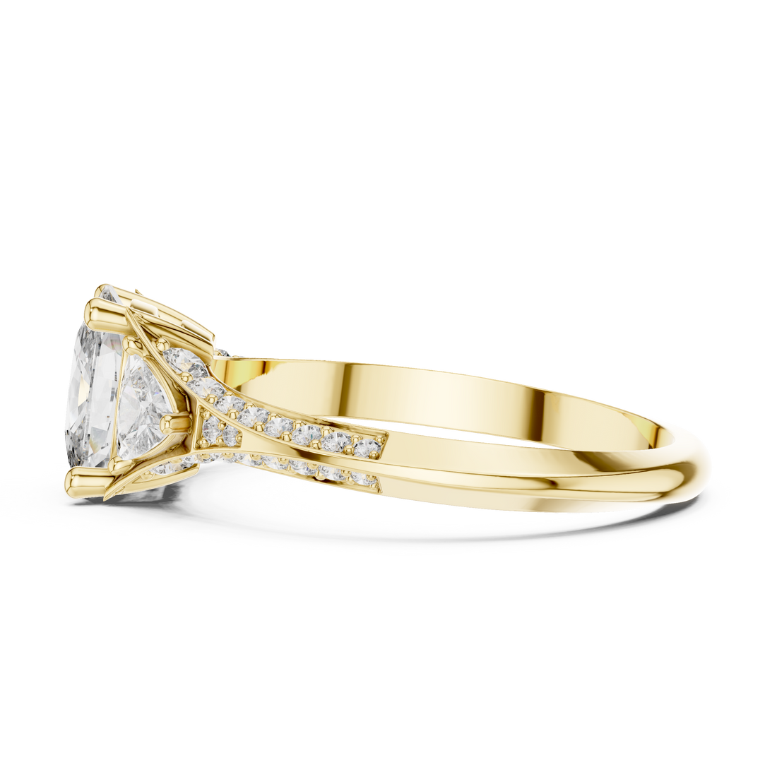 Designer Diamond Ring with Cushion Cut Center & Pavé Accents