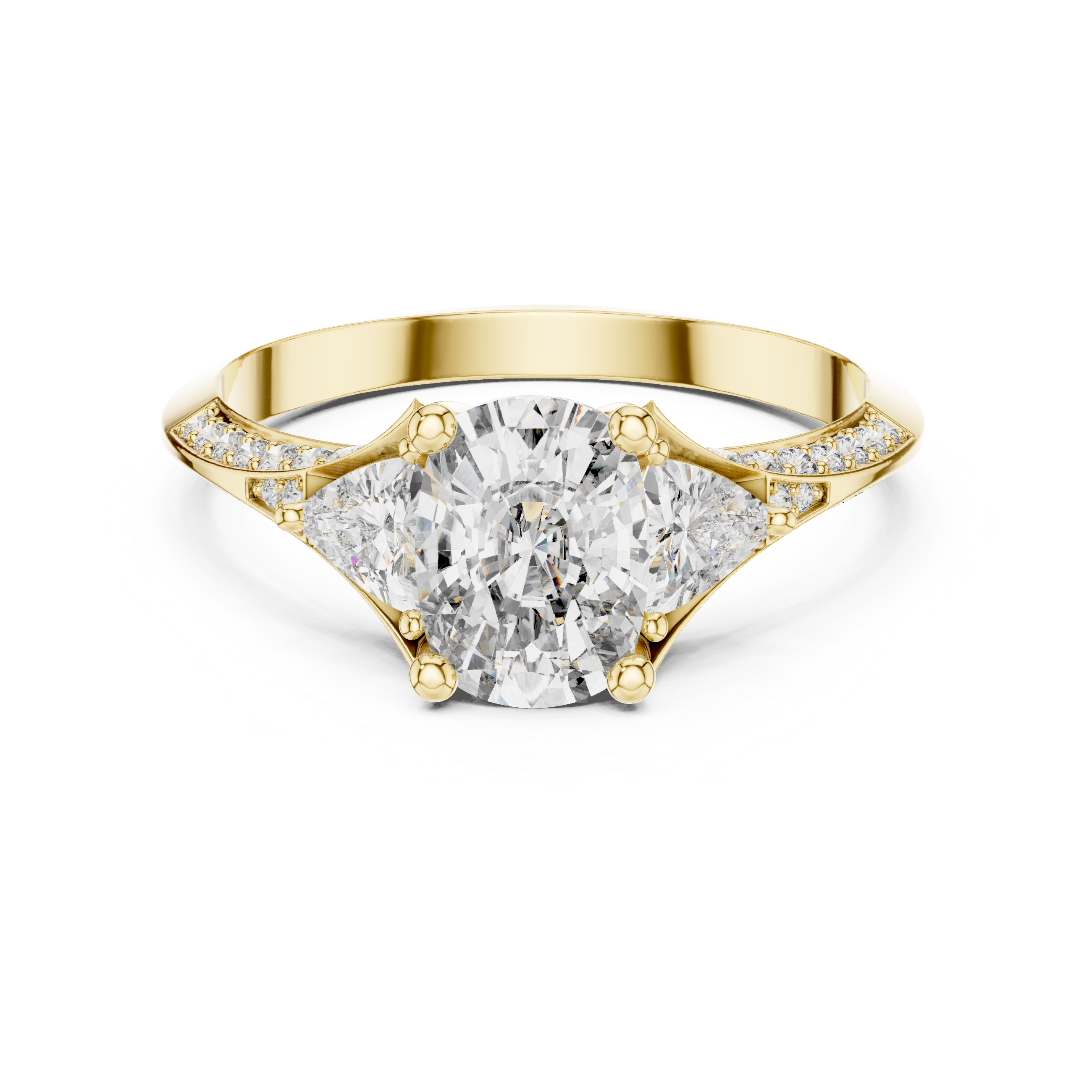 Designer Diamond Ring with Cushion Cut Center & Pavé Accents