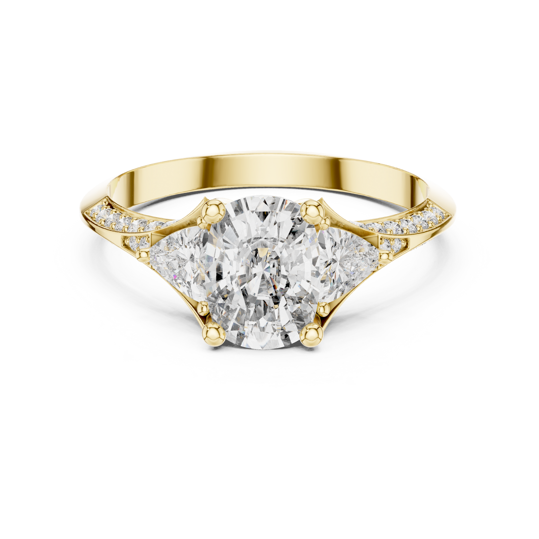 Designer Diamond Ring with Cushion Cut Center & Pavé Accents