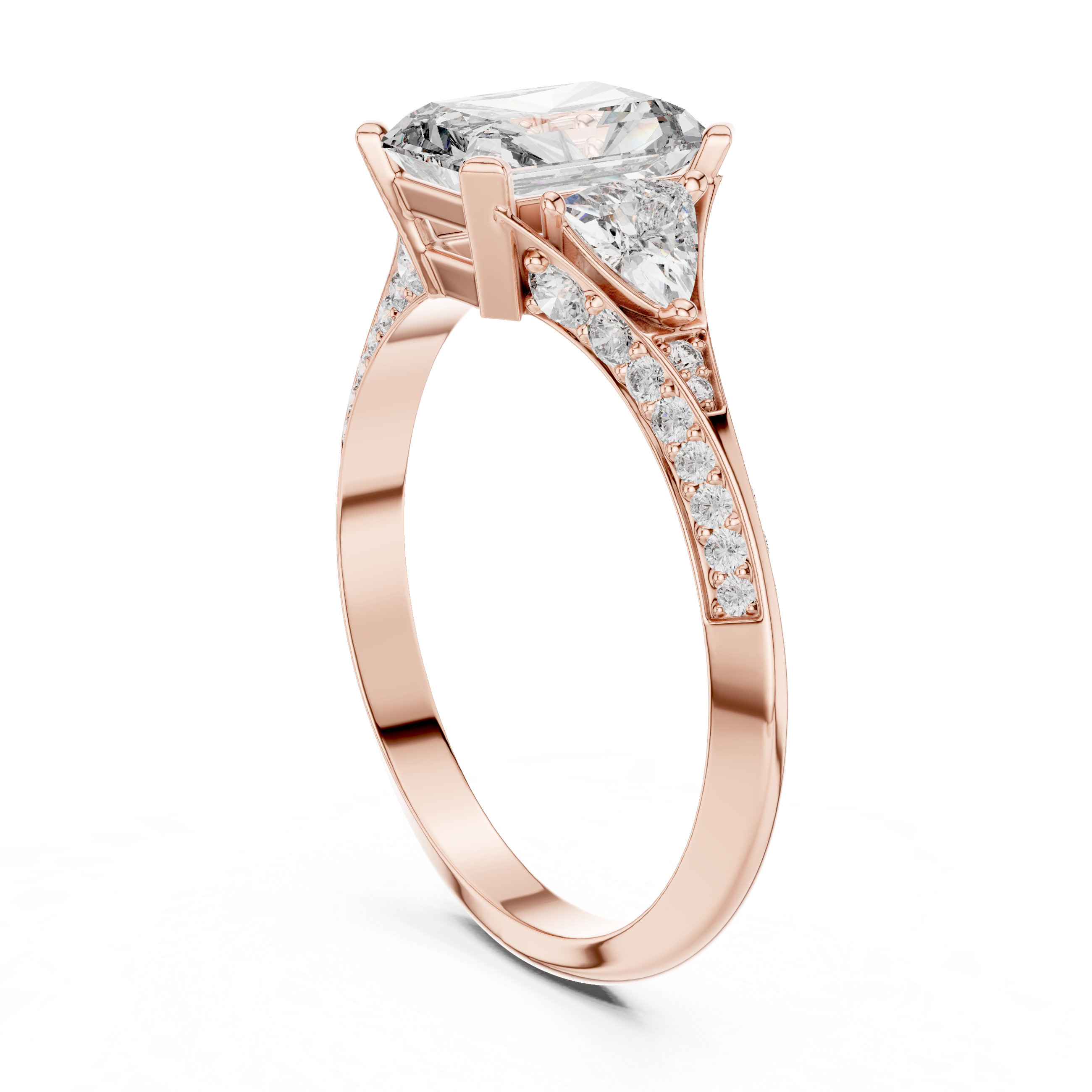 White Gold Radiant Cut Diamond Halo Engagement Ring – Elegant & Unique