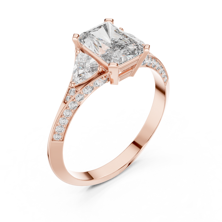 White Gold Radiant Cut Diamond Halo Engagement Ring – Elegant & Unique