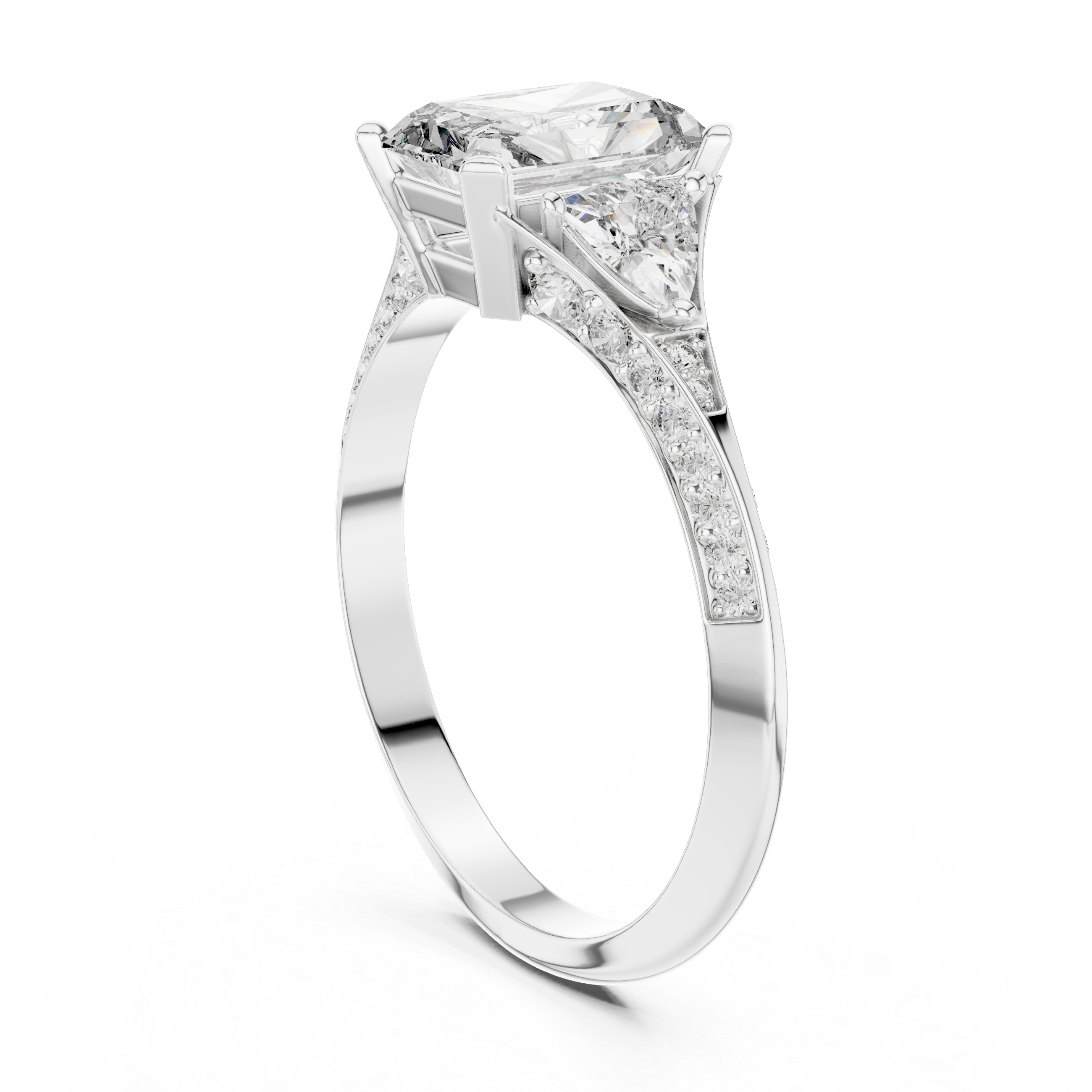 White Gold Radiant Cut Diamond Halo Engagement Ring – Elegant & Unique