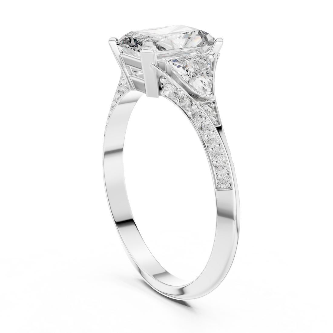 White Gold Radiant Cut Diamond Halo Engagement Ring – Elegant & Unique