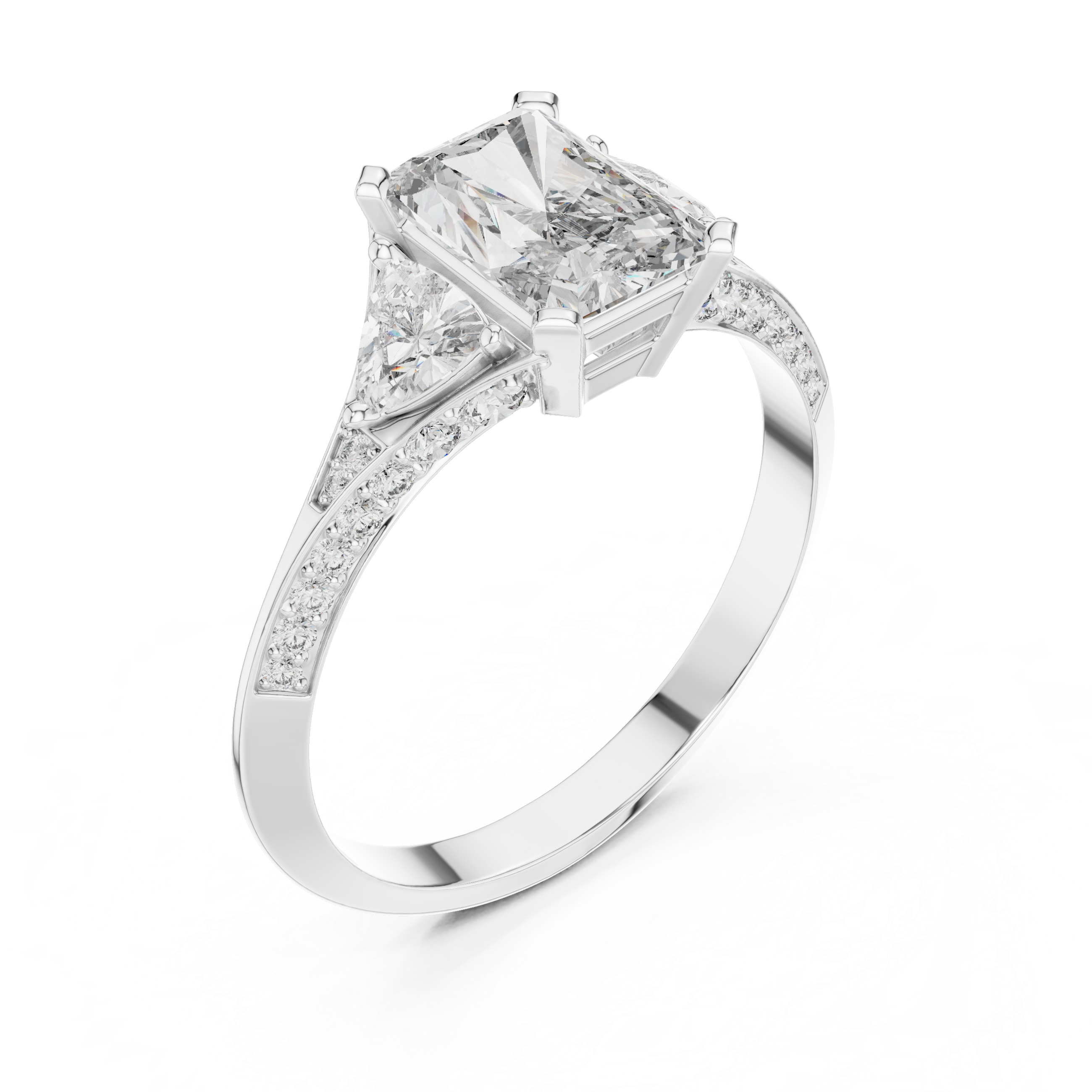 White Gold Radiant Cut Diamond Halo Engagement Ring – Elegant & Unique