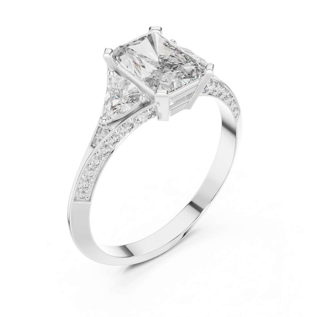 White Gold Radiant Cut Diamond Halo Engagement Ring – Elegant & Unique