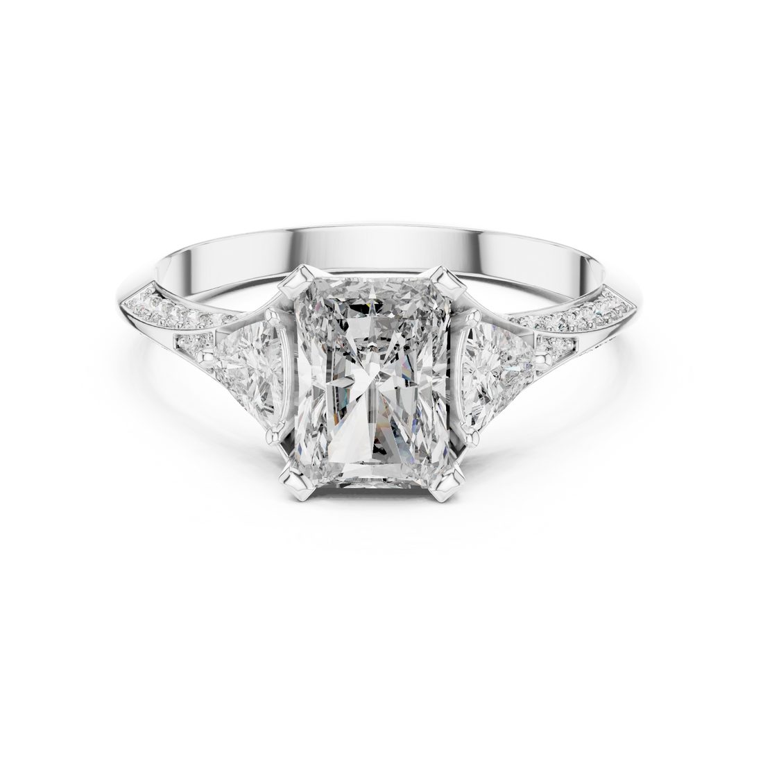 White Gold Radiant Cut Diamond Halo Engagement Ring – Elegant & Unique