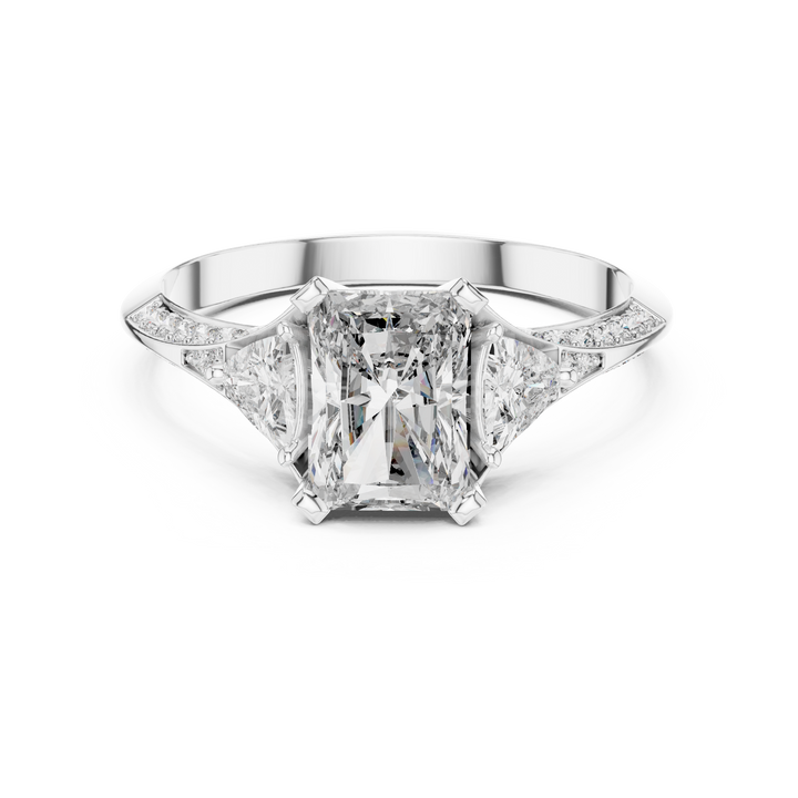 White Gold Radiant Cut Diamond Halo Engagement Ring – Elegant & Unique