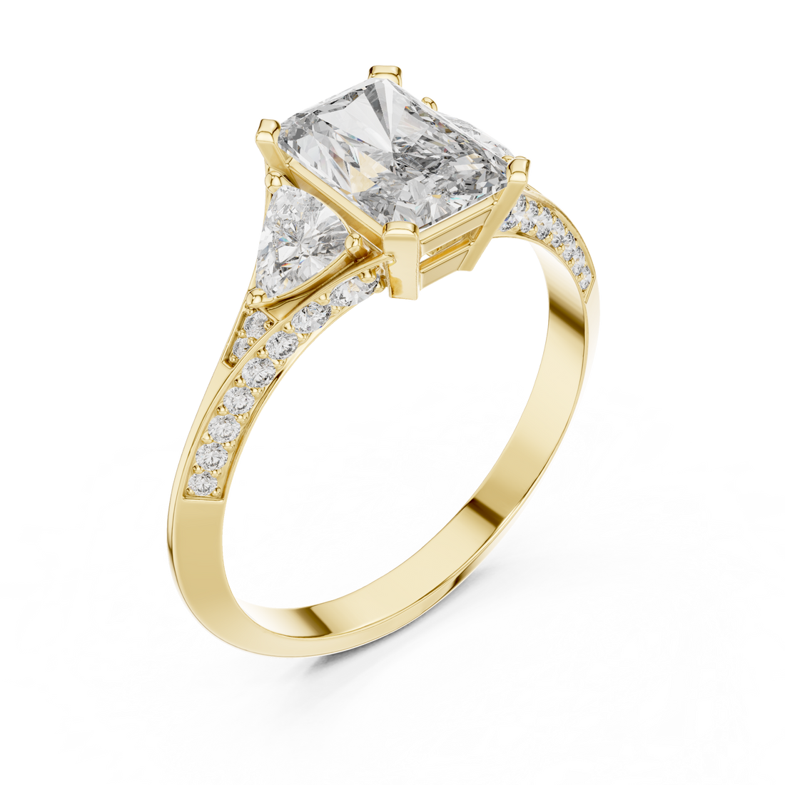 White Gold Radiant Cut Diamond Halo Engagement Ring – Elegant & Unique