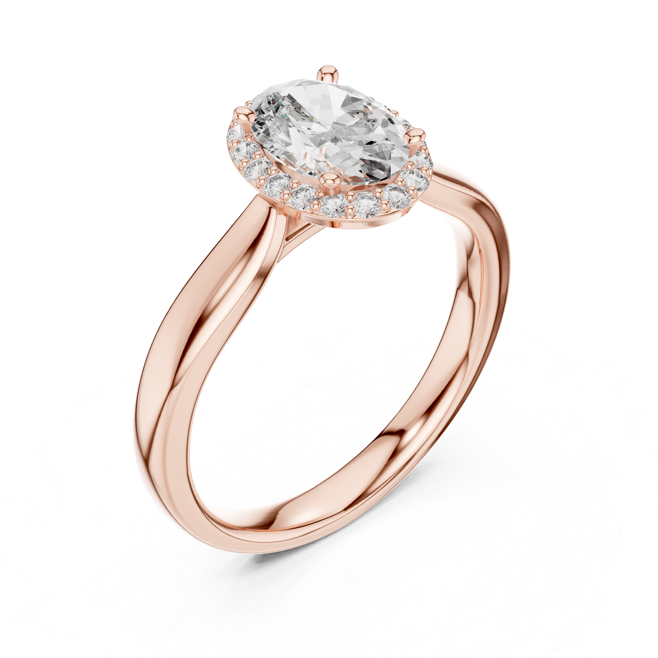 Minimalist Oval Diamond Halo Engagement Ring – Gold Finish