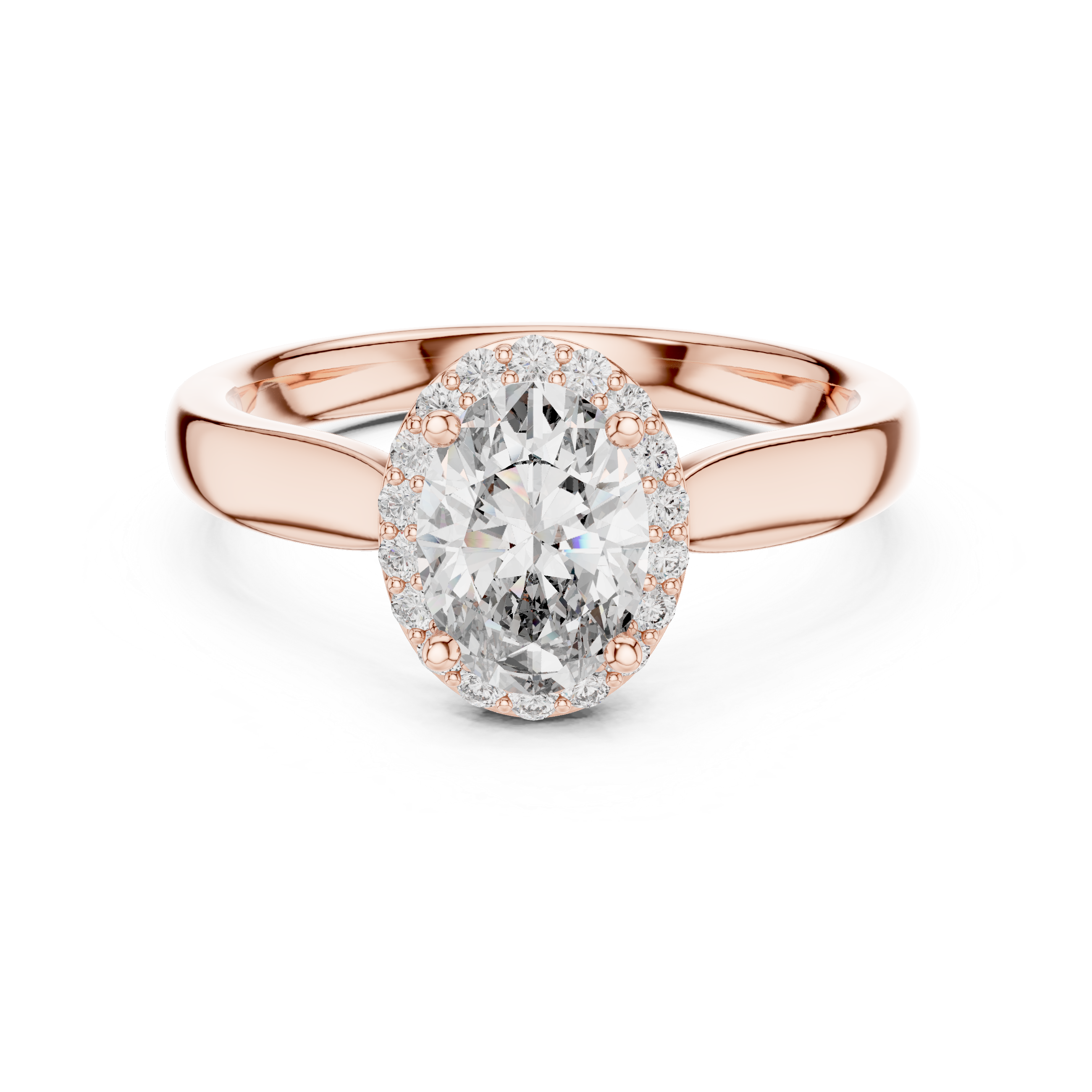 Minimalist Oval Diamond Halo Engagement Ring – Gold Finish
