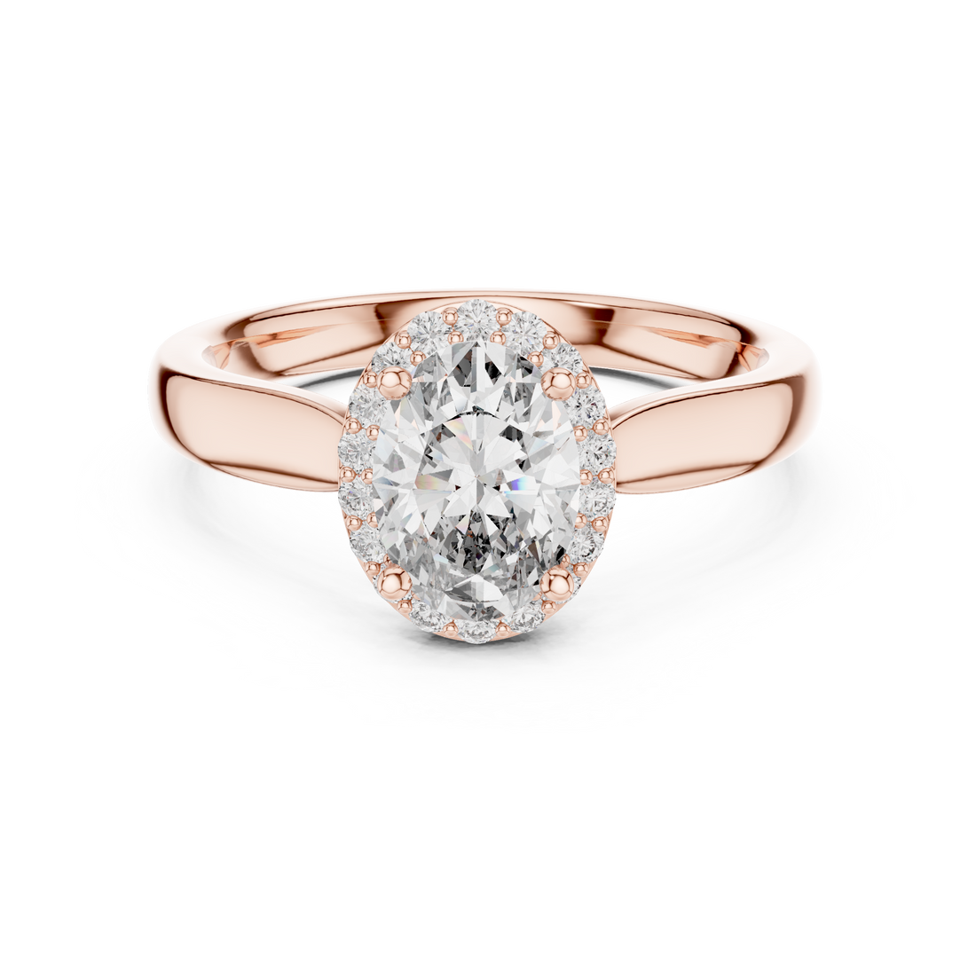 Minimalist Oval Diamond Halo Engagement Ring – Gold Finish