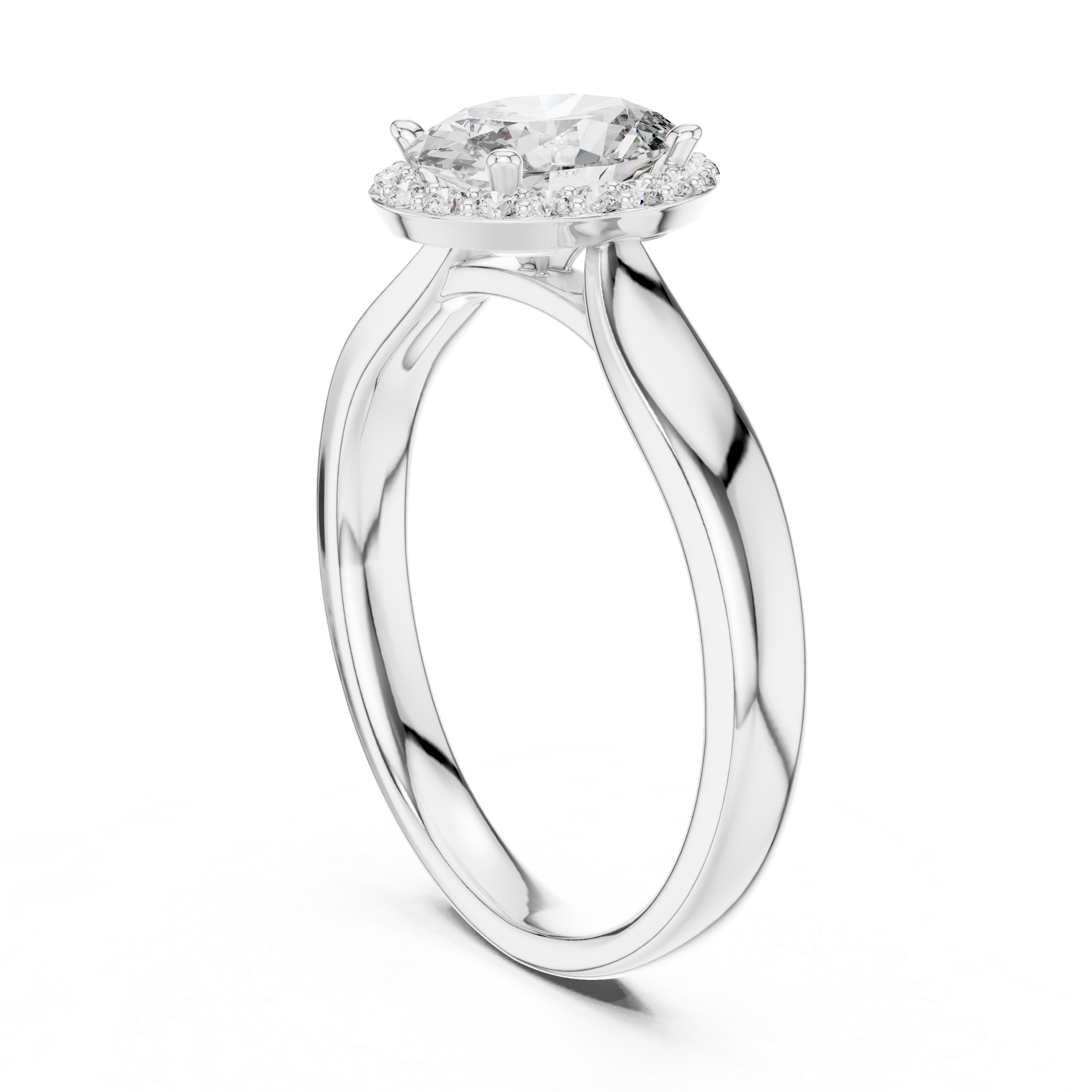 Minimalist Oval Diamond Halo Engagement Ring – Gold Finish
