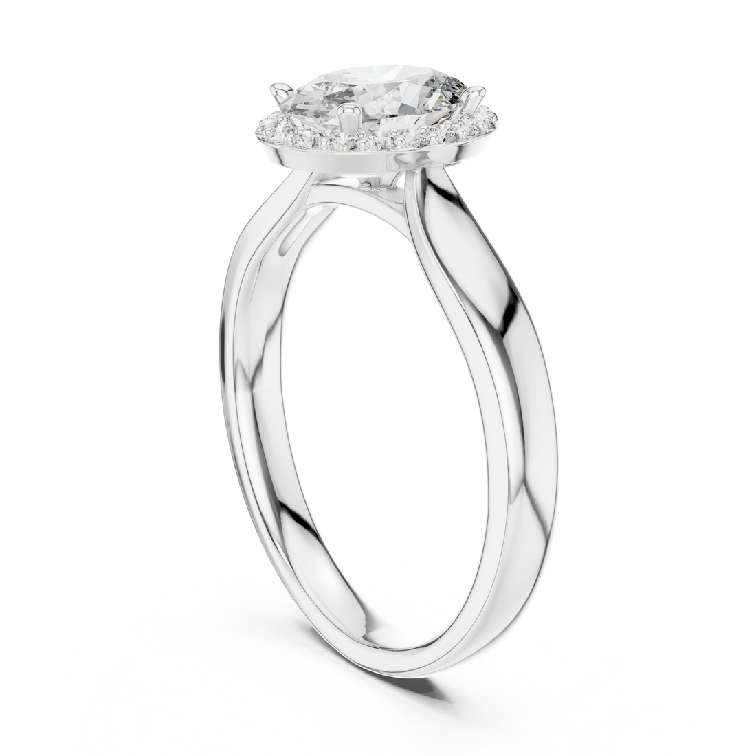 Minimalist Oval Diamond Halo Engagement Ring – Gold Finish