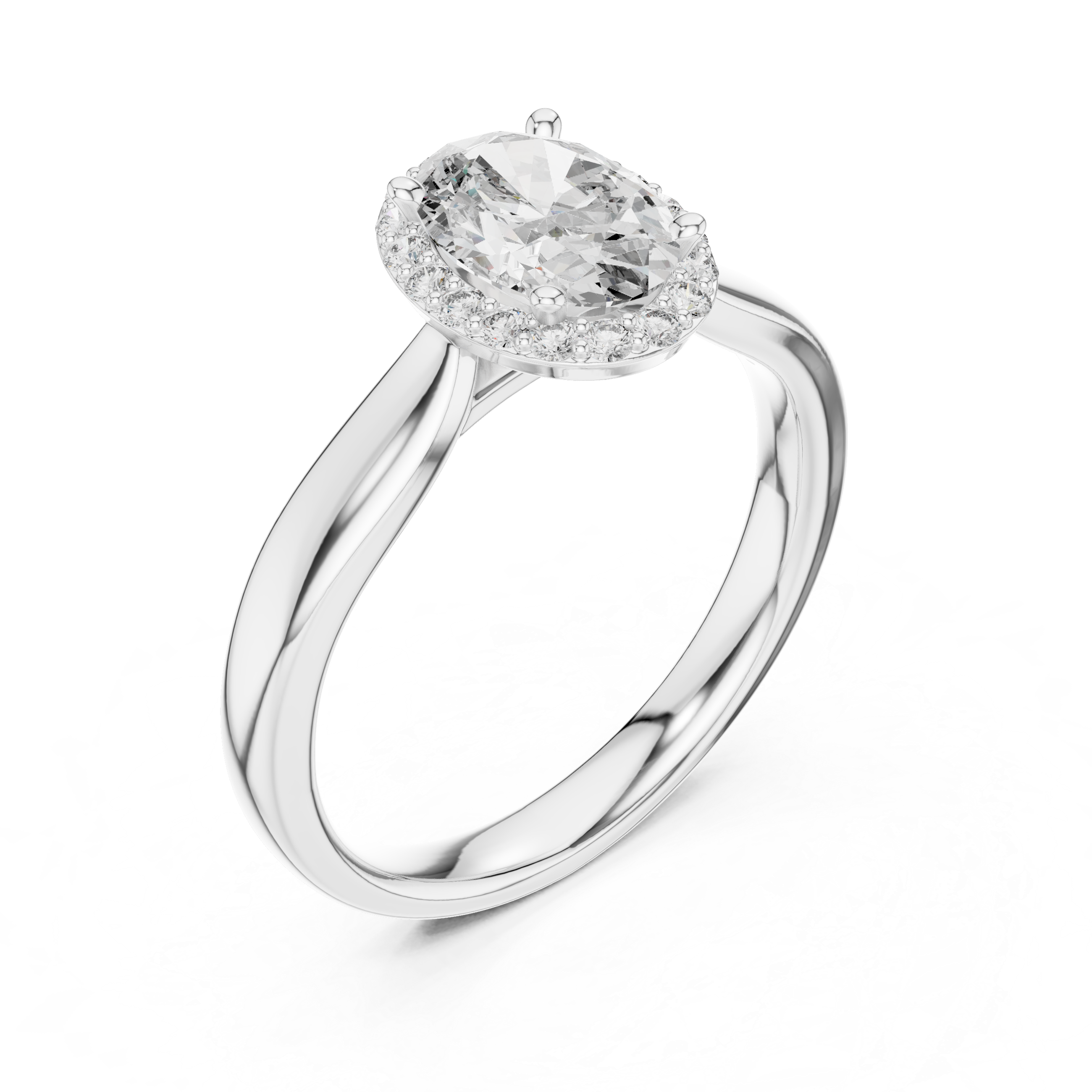 Minimalist Oval Diamond Halo Engagement Ring – Gold Finish