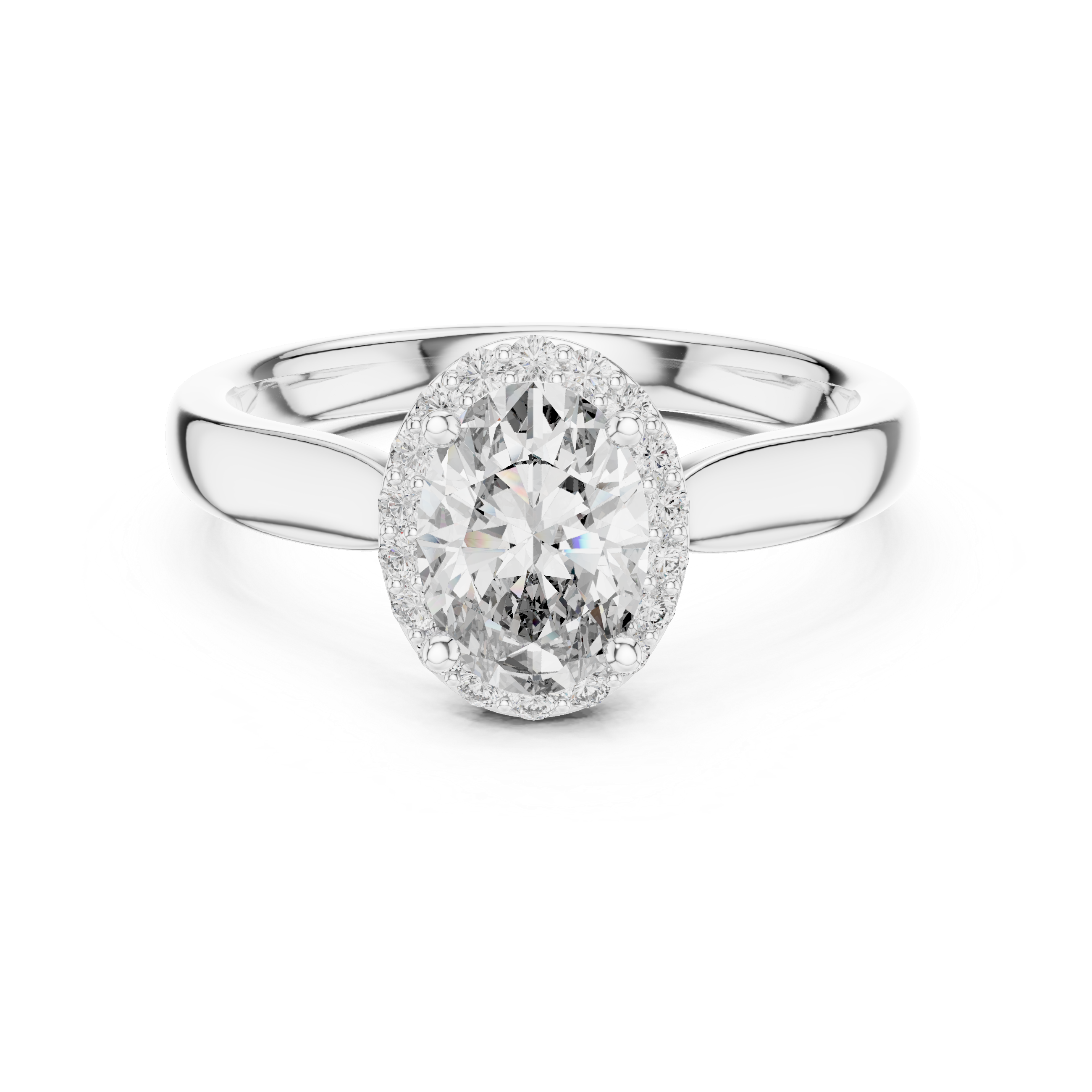 Minimalist Oval Diamond Halo Engagement Ring – Gold Finish