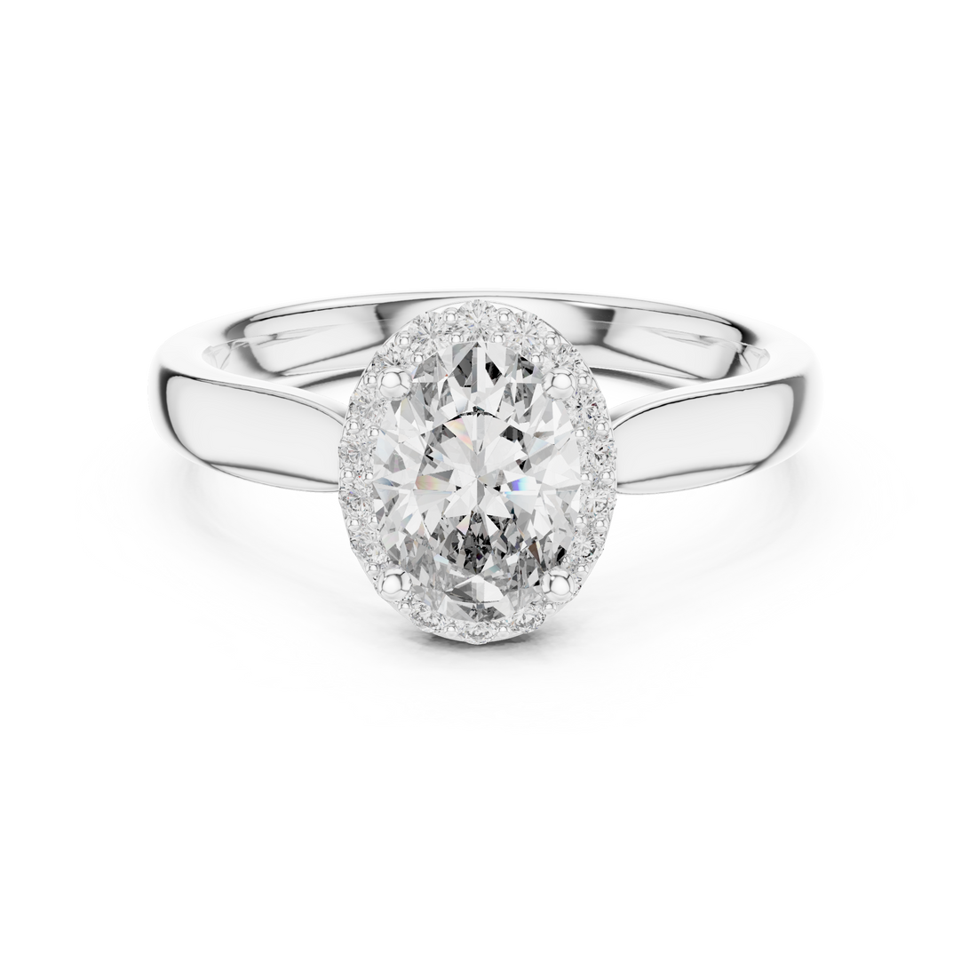 Minimalist Oval Diamond Halo Engagement Ring – Gold Finish
