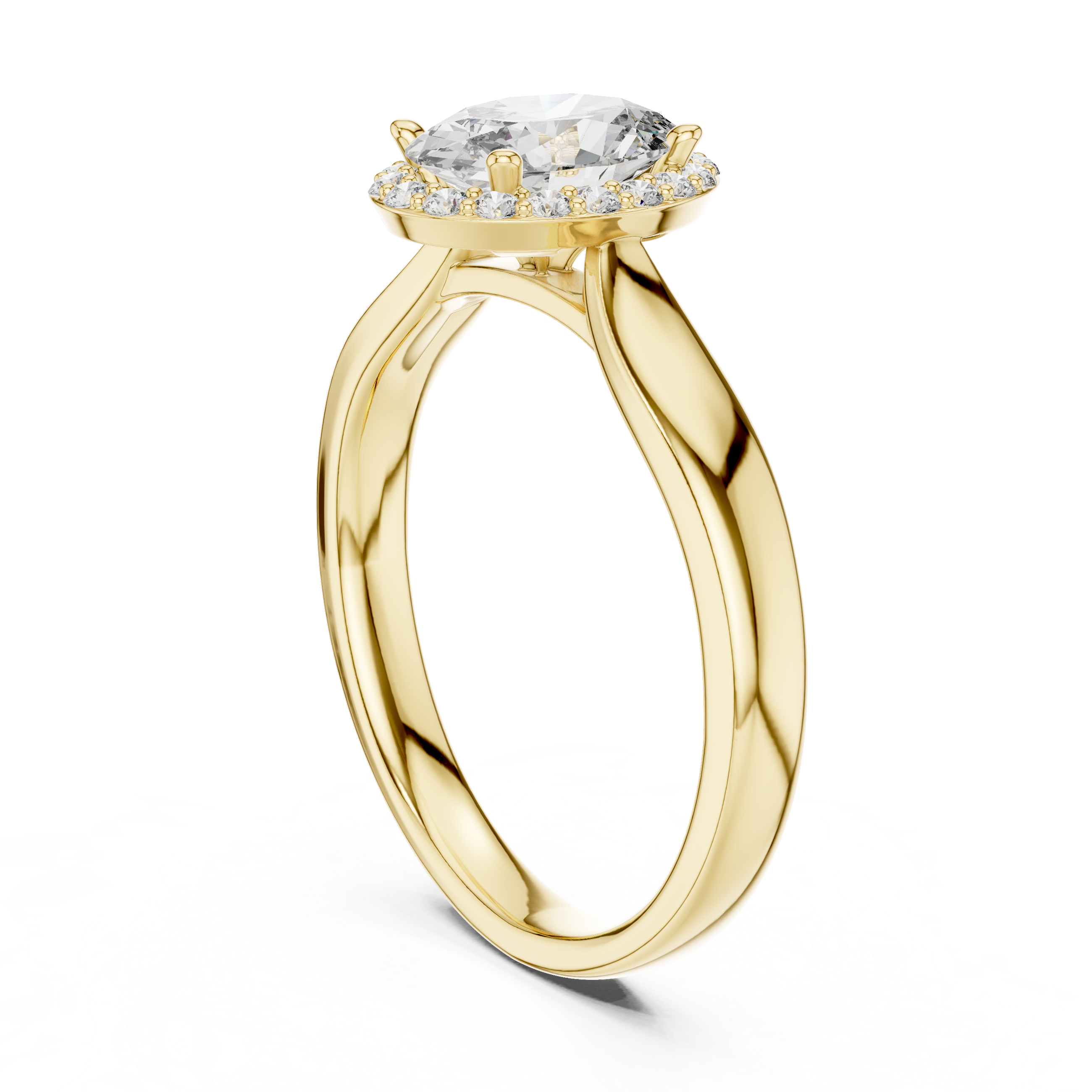Minimalist Oval Diamond Halo Engagement Ring – Gold Finish