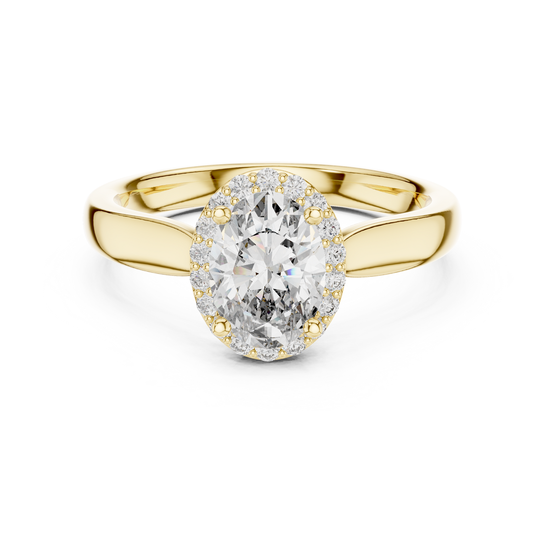 Minimalist Oval Diamond Halo Engagement Ring – Gold Finish