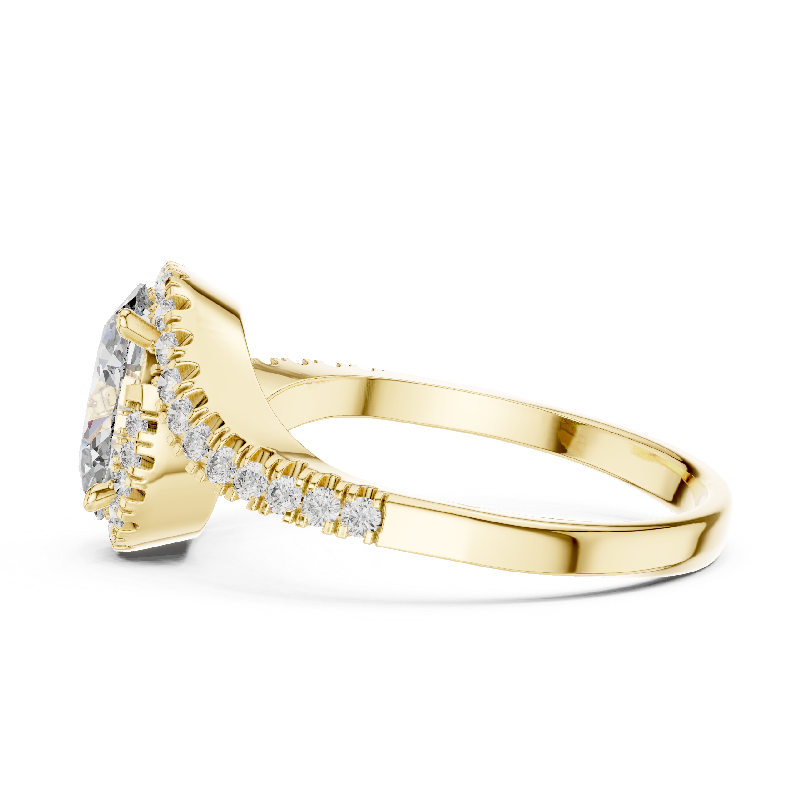 Stylish Oval Cut Diamond Halo Ring with Bypass Band – Bridal Jewelry