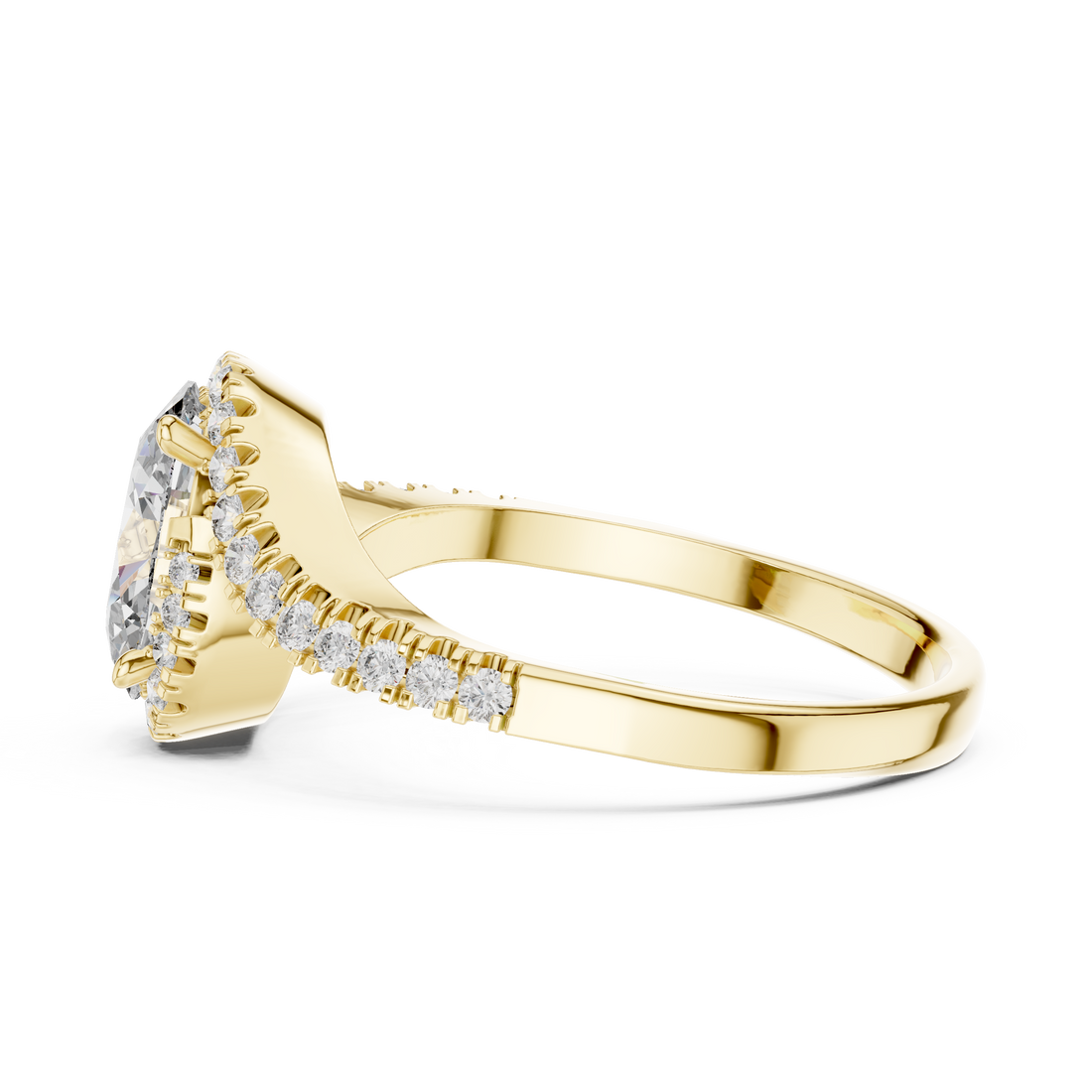Stylish Oval Cut Diamond Halo Ring with Bypass Band – Bridal Jewelry