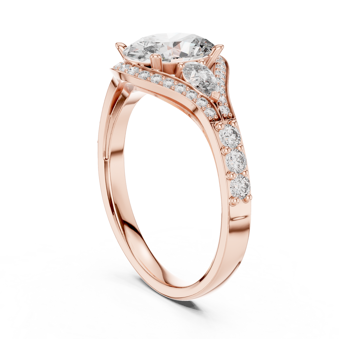 Stunning Oval Cut Diamond Ring with Halo & Detailed Side Accents