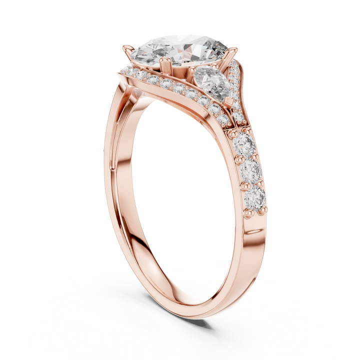 Stunning Oval Cut Diamond Ring with Halo & Detailed Side Accents