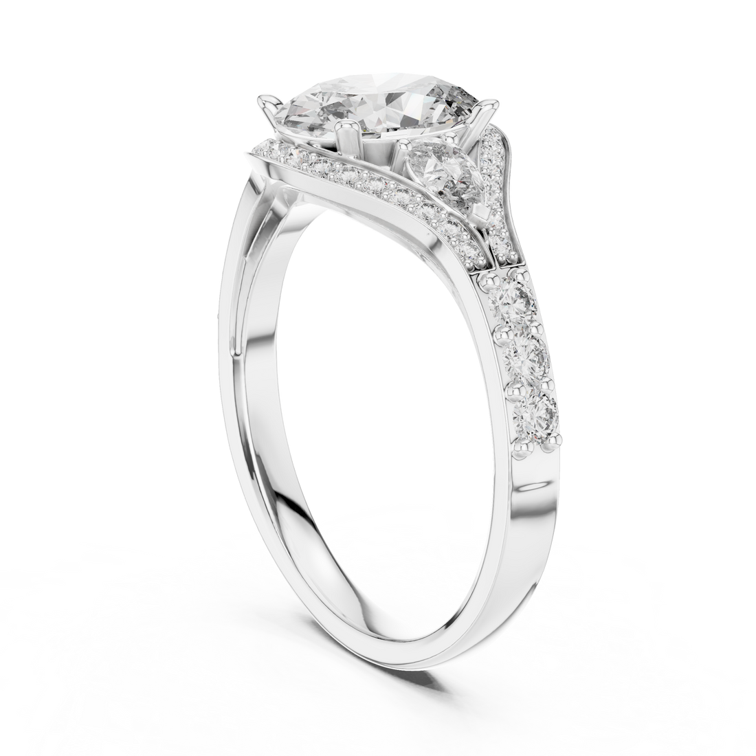 Stunning Oval Cut Diamond Ring with Halo & Detailed Side Accents