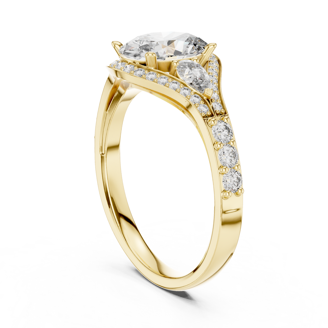 Stunning Oval Cut Diamond Ring with Halo & Detailed Side Accents