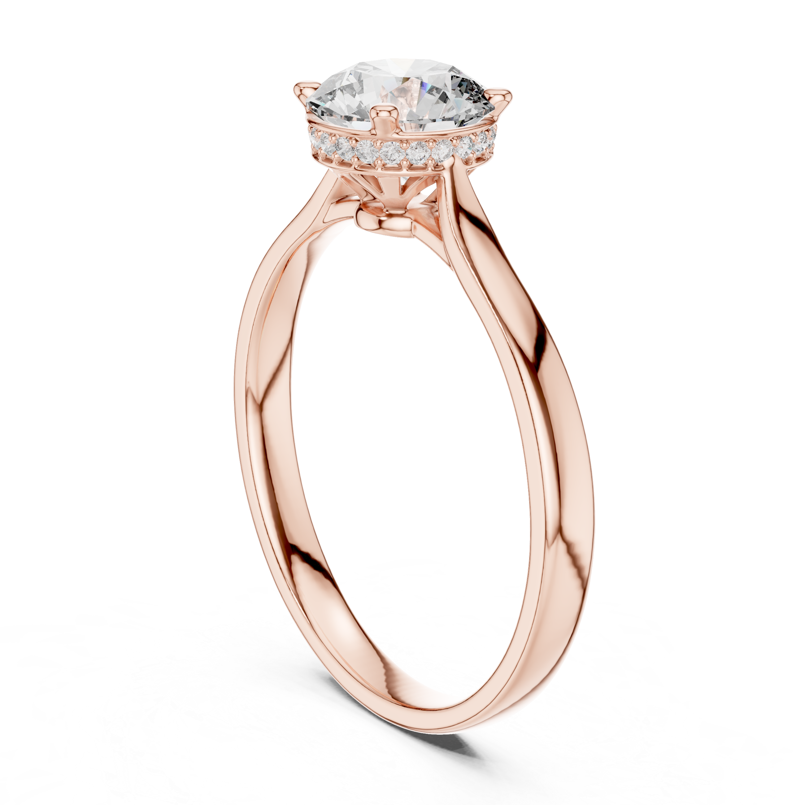 Minimalist Round Cut Diamond Ring with Hidden Halo