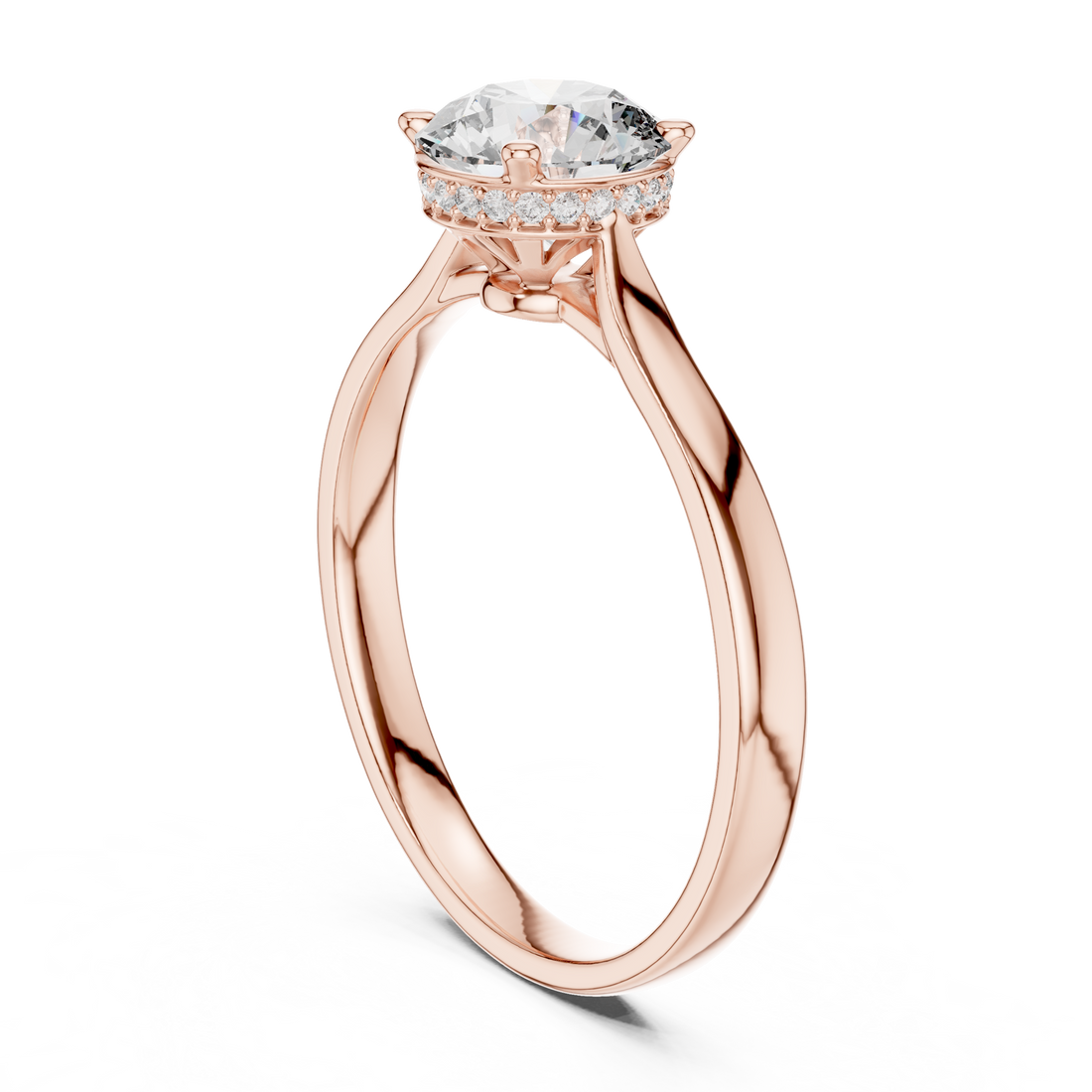 Minimalist Round Cut Diamond Ring with Hidden Halo