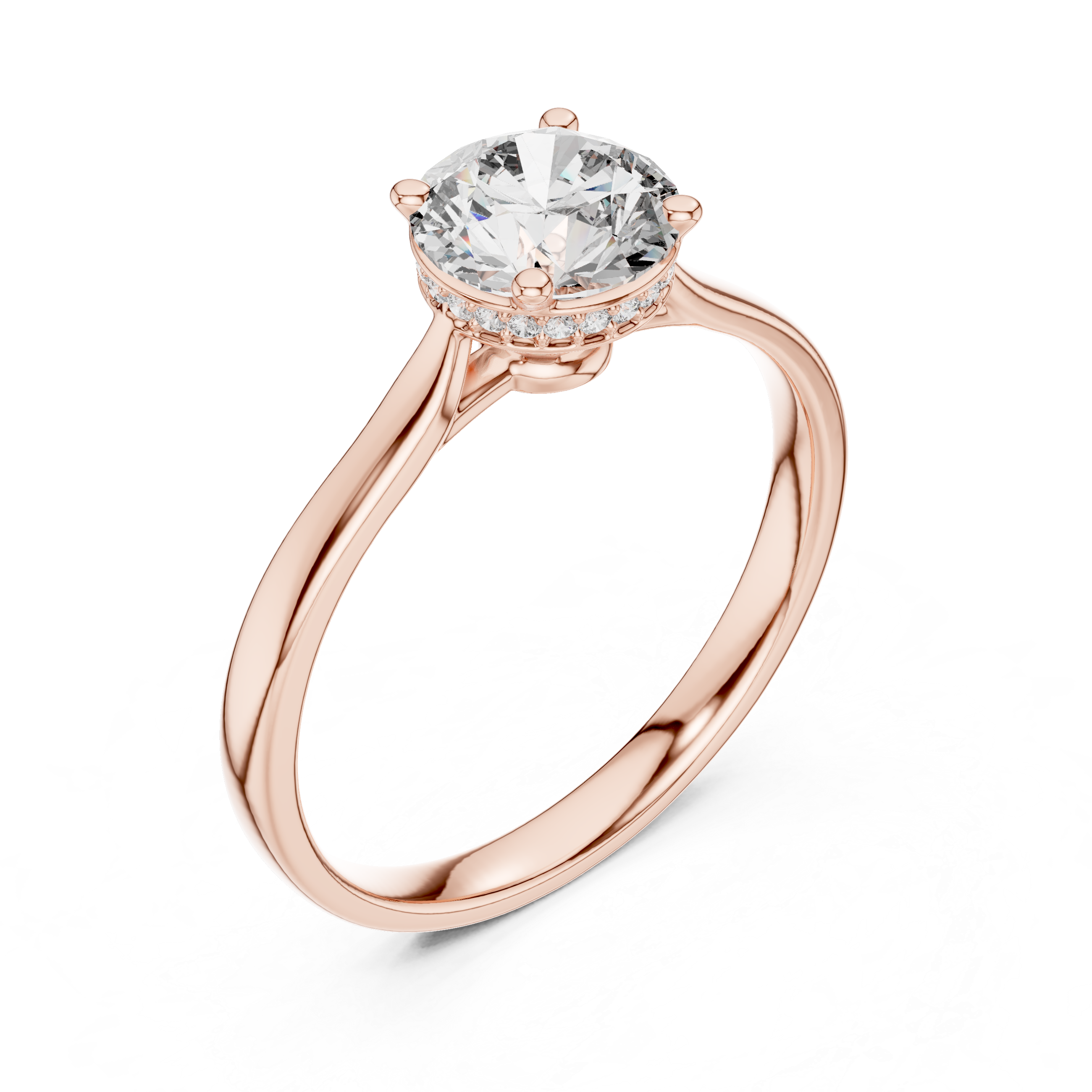 Minimalist Round Cut Diamond Ring with Hidden Halo