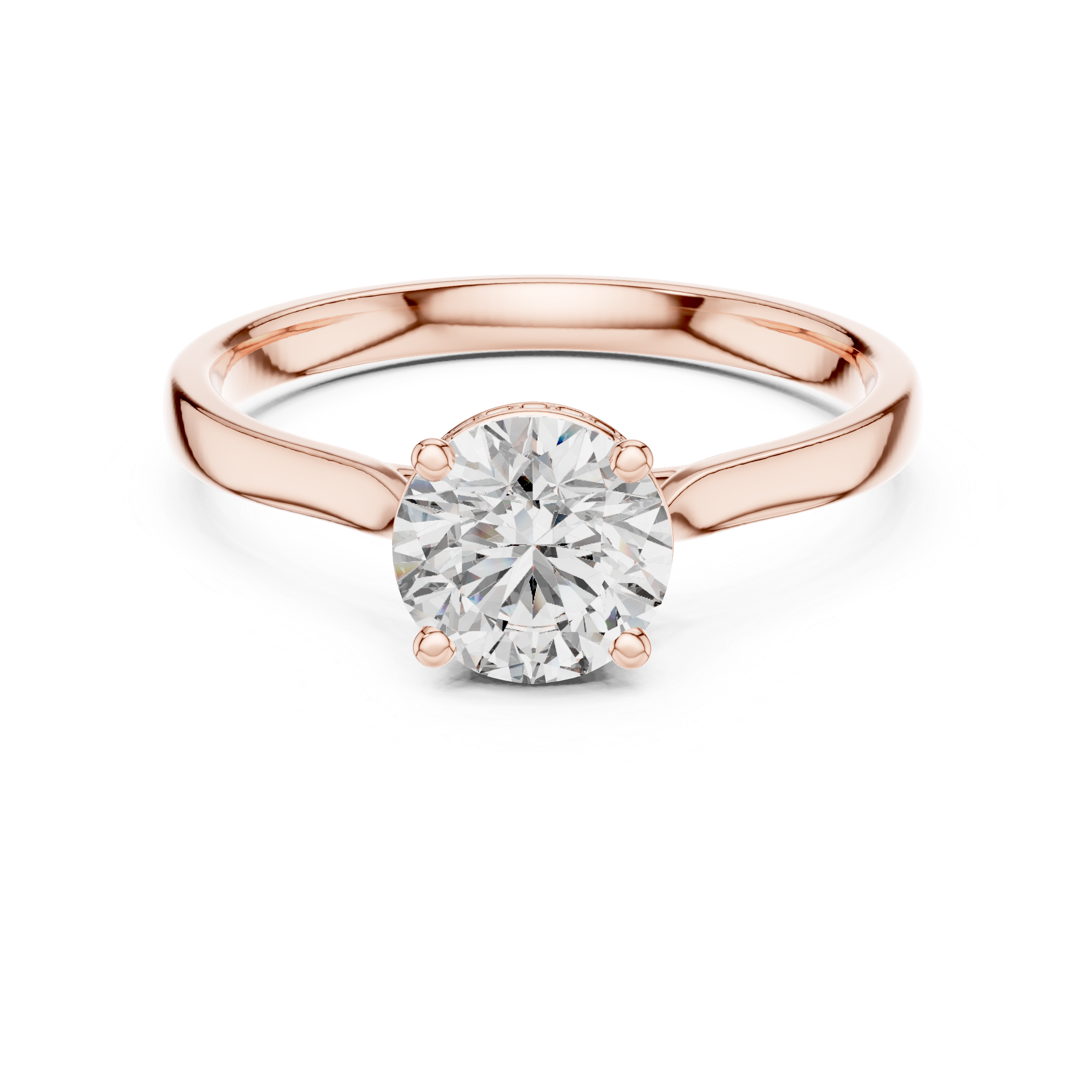 Minimalist Round Cut Diamond Ring with Hidden Halo