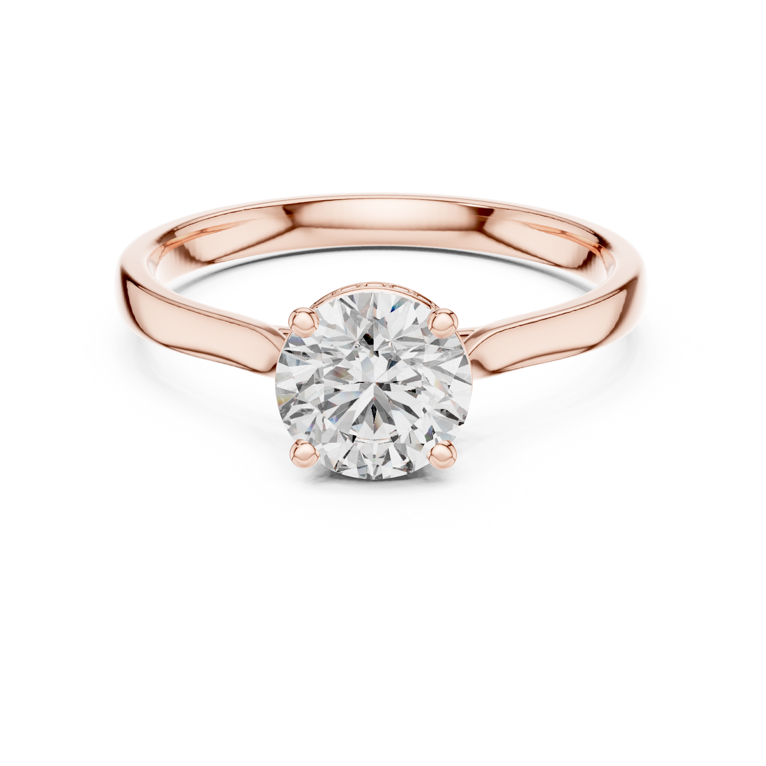 Minimalist Round Cut Diamond Ring with Hidden Halo