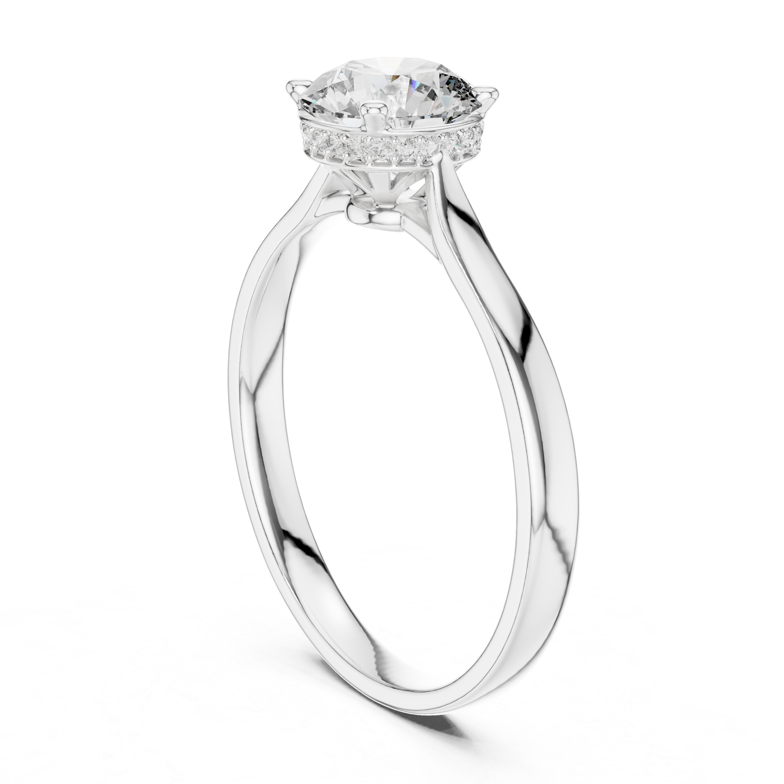 Minimalist Round Cut Diamond Ring with Hidden Halo