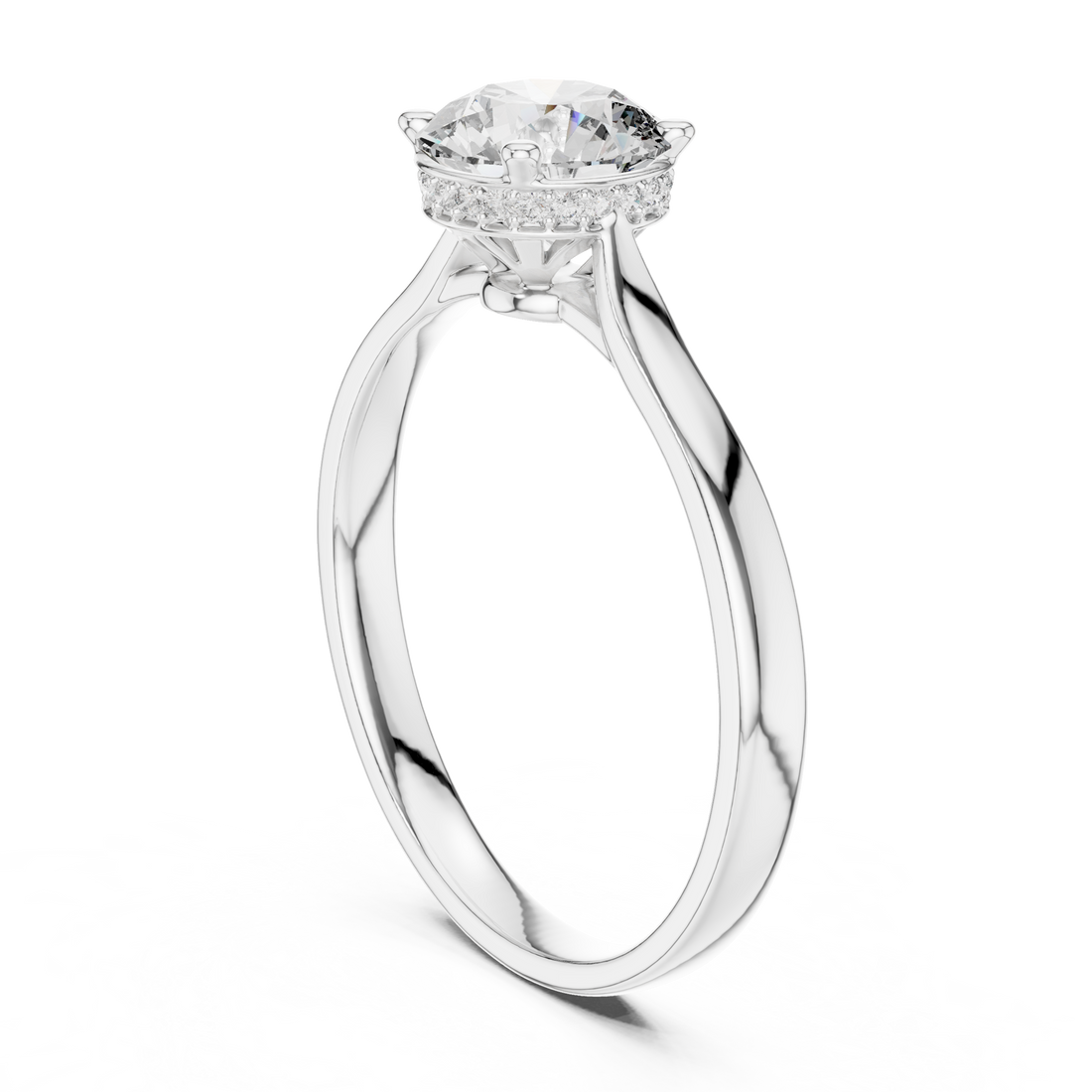Minimalist Round Cut Diamond Ring with Hidden Halo