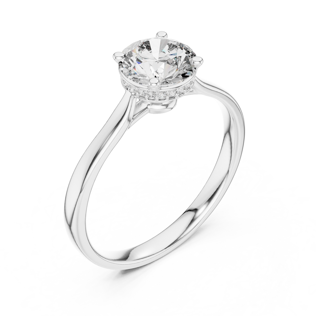 Minimalist Round Cut Diamond Ring with Hidden Halo