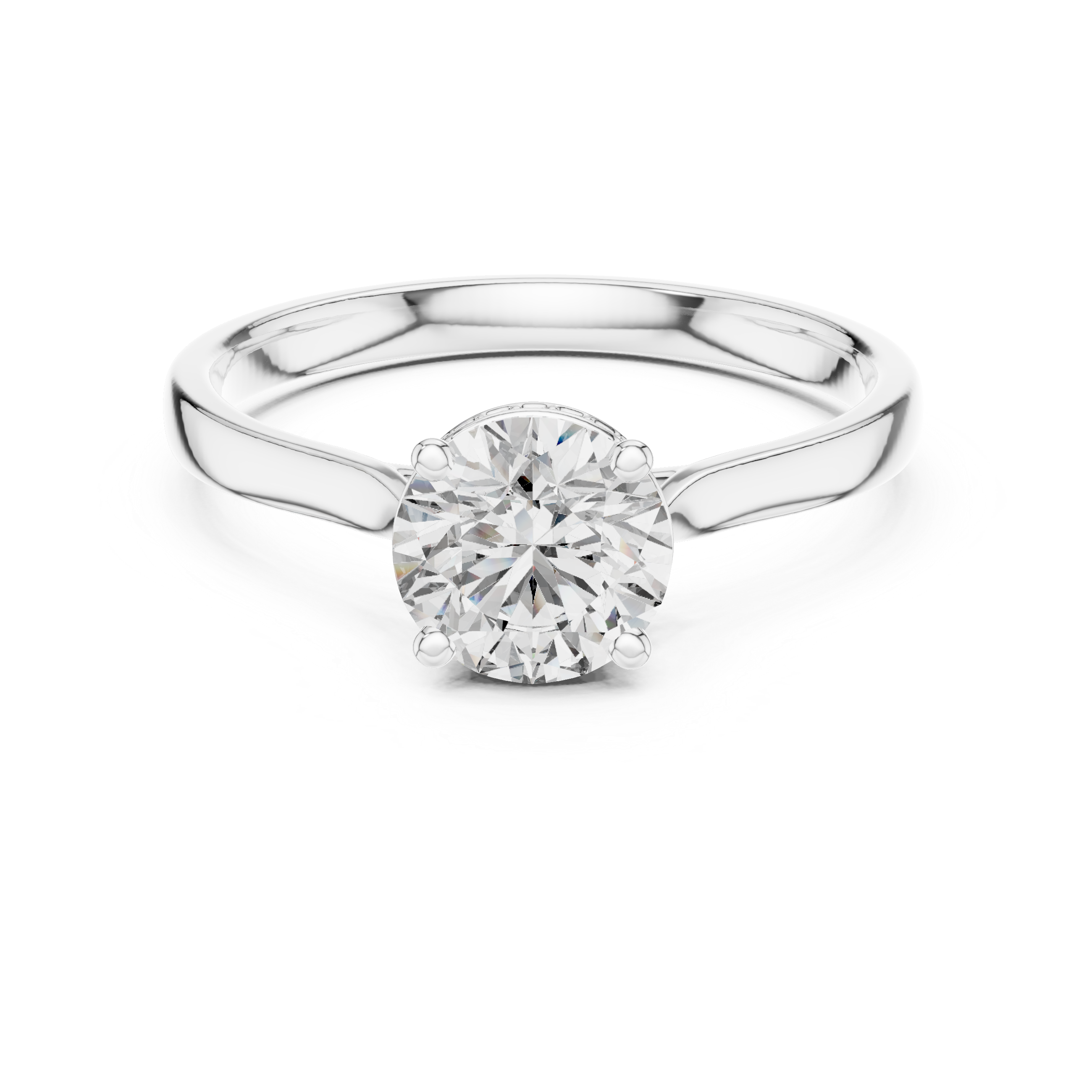 Minimalist Round Cut Diamond Ring with Hidden Halo