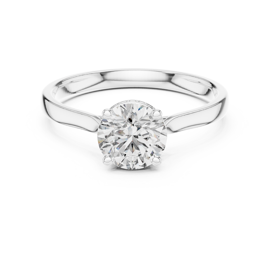 Minimalist Round Cut Diamond Ring with Hidden Halo
