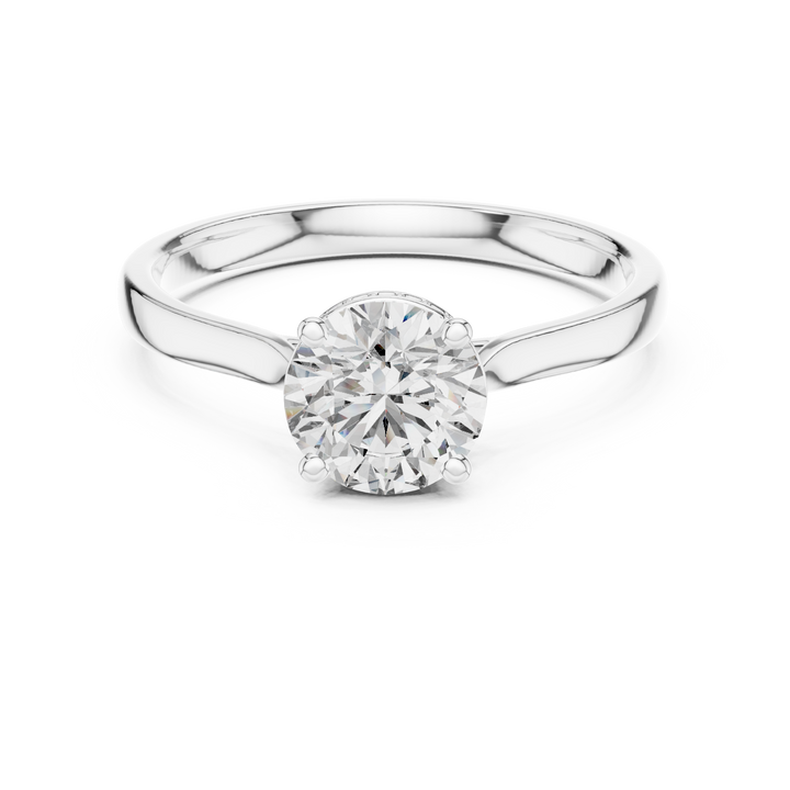 Minimalist Round Cut Diamond Ring with Hidden Halo