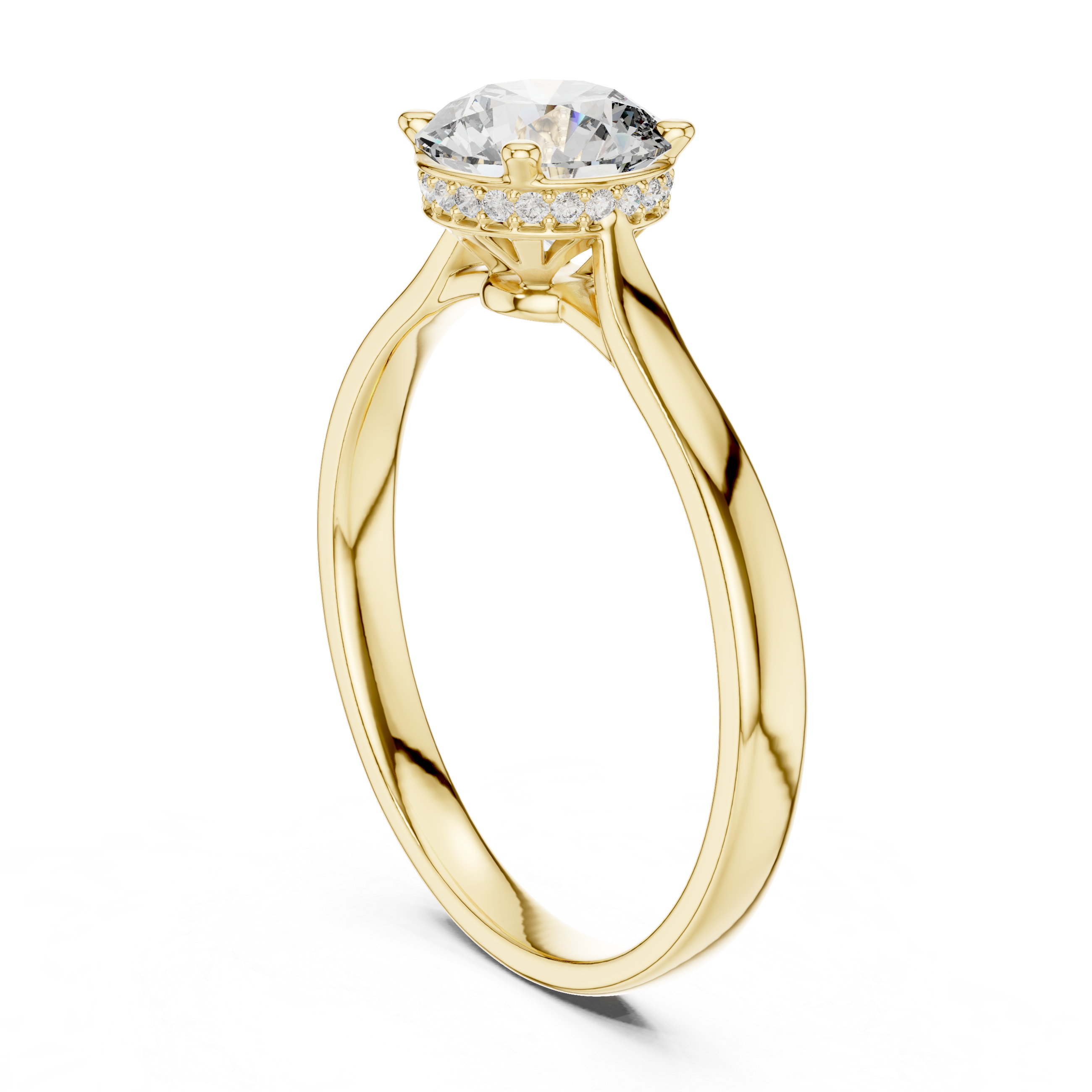 Minimalist Round Cut Diamond Ring with Hidden Halo