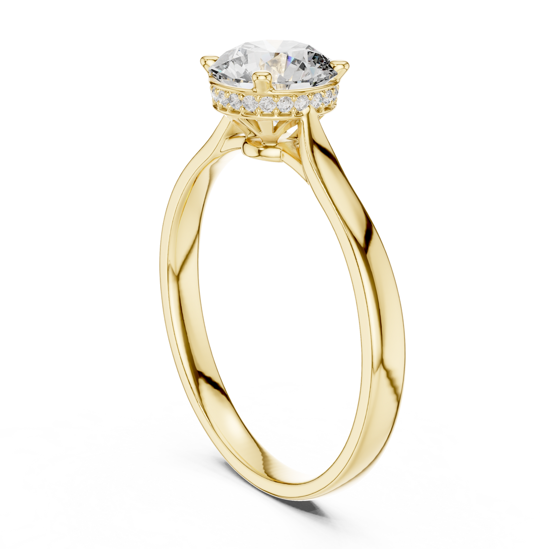 Minimalist Round Cut Diamond Ring with Hidden Halo