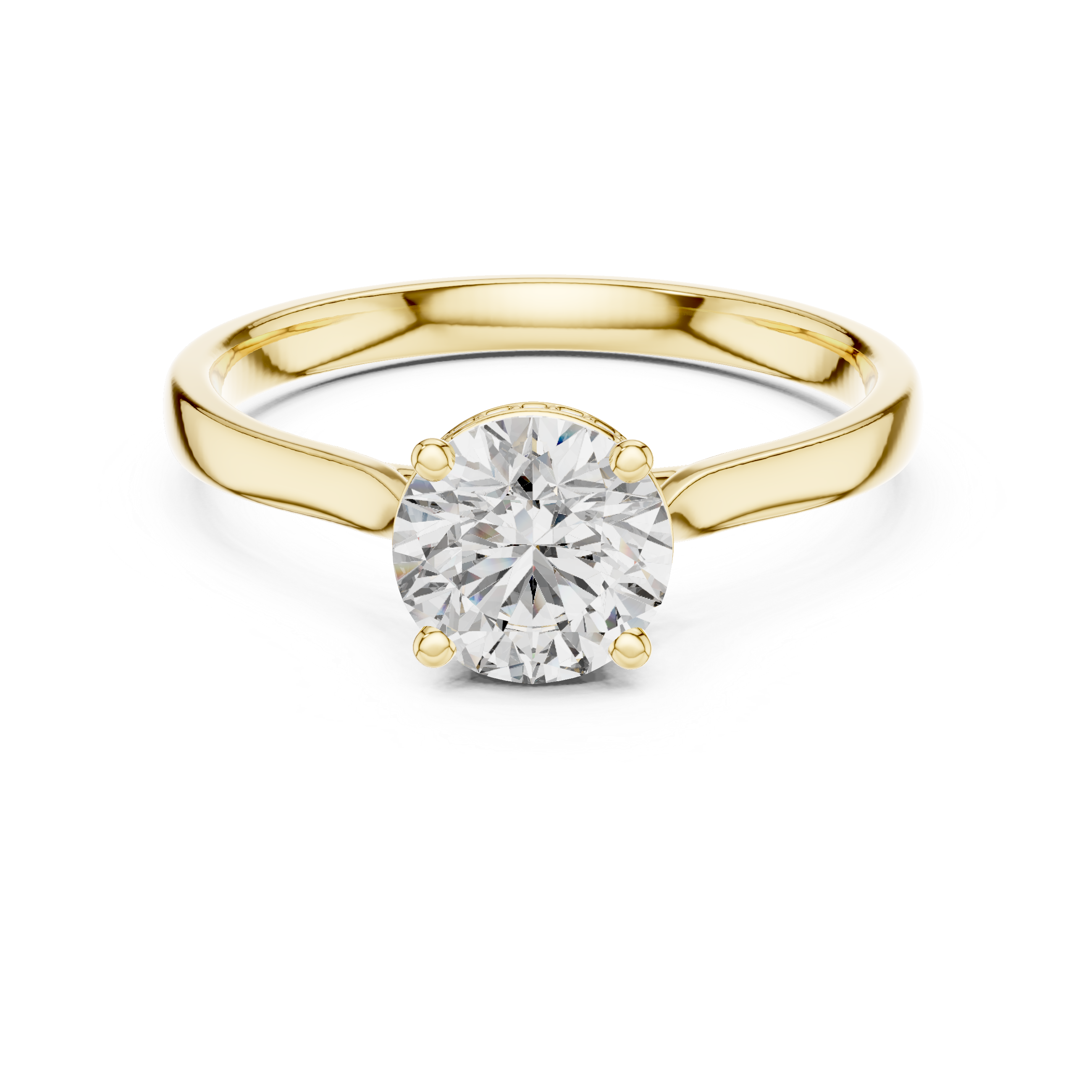 Minimalist Round Cut Diamond Ring with Hidden Halo