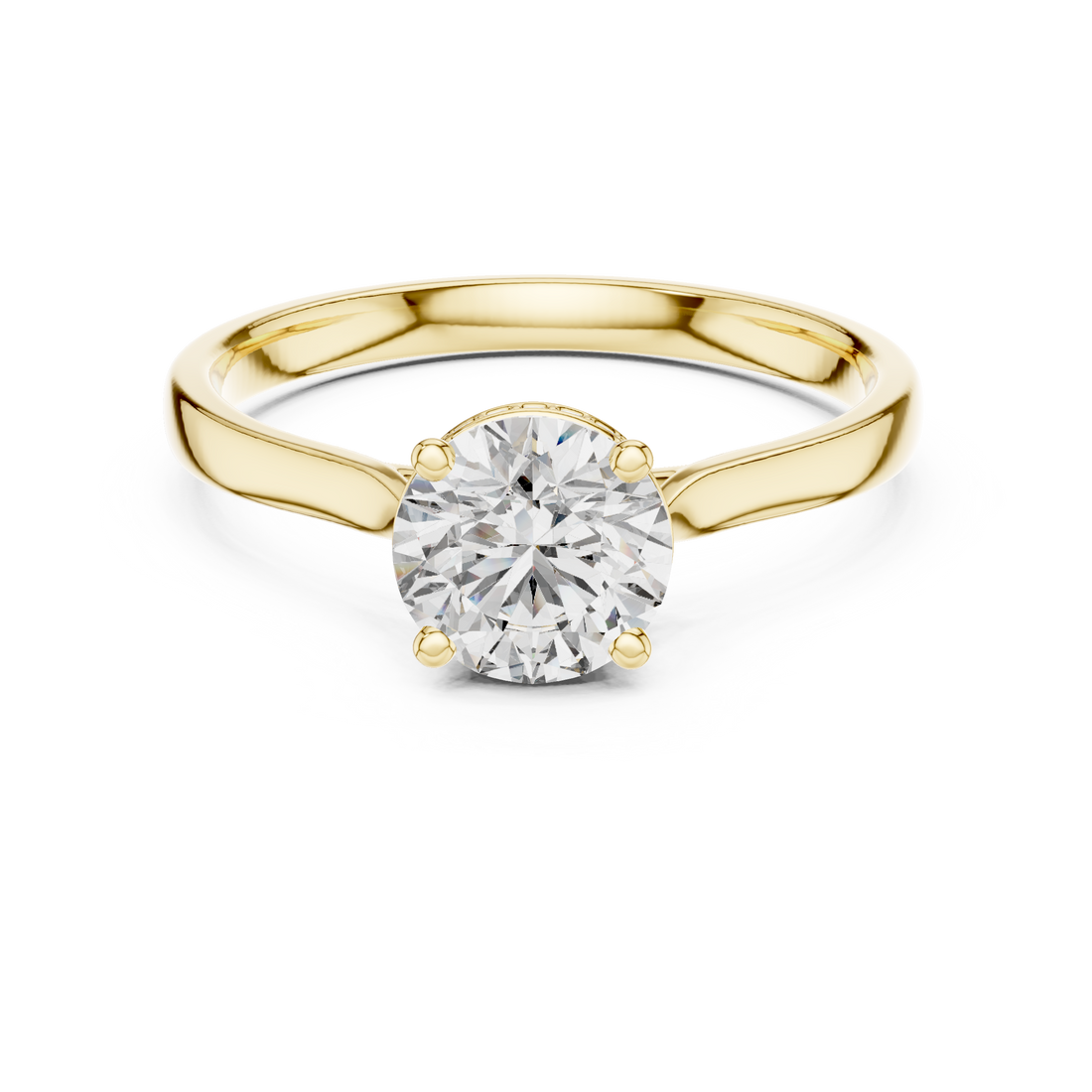 Minimalist Round Cut Diamond Ring with Hidden Halo