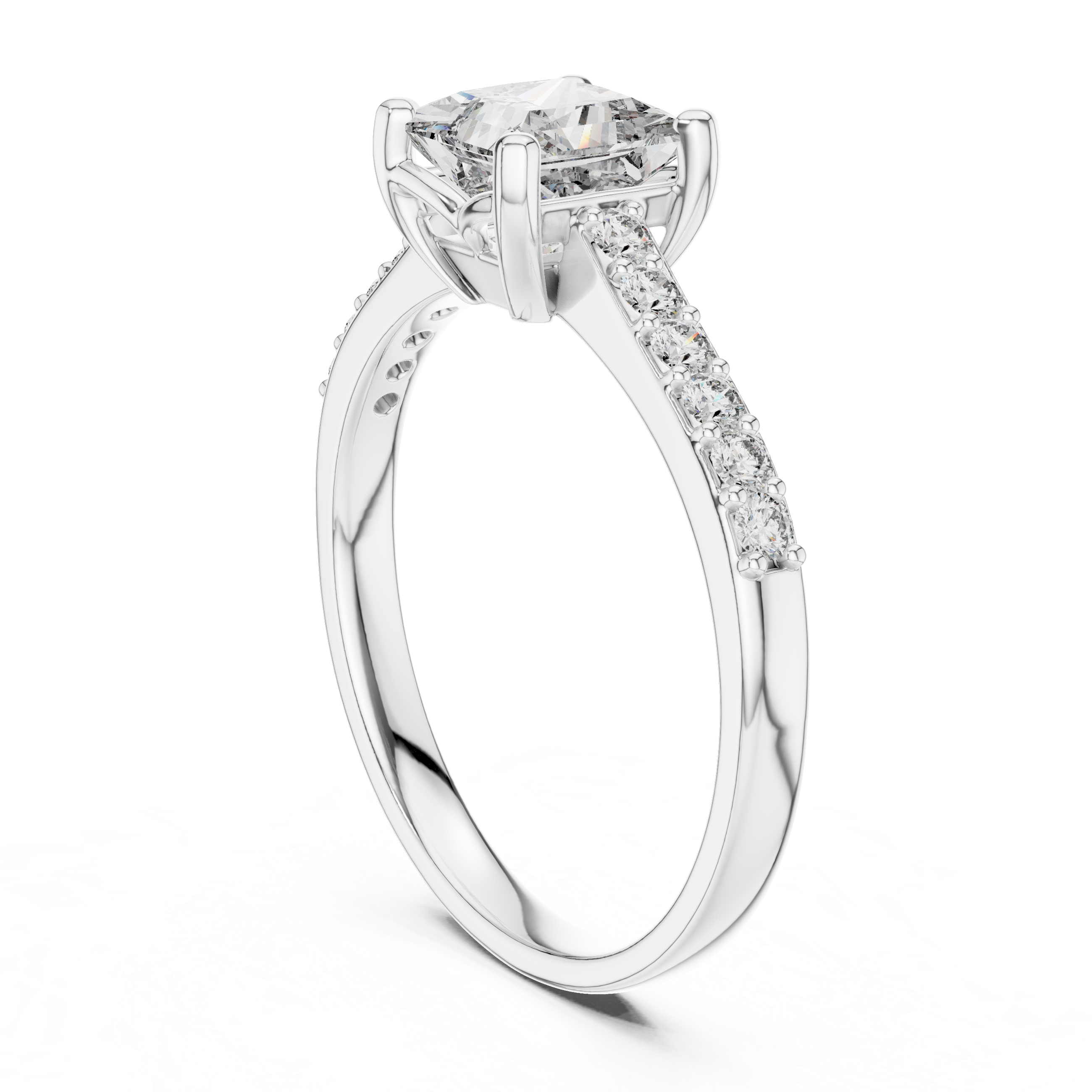 Stunning Princess Diamond With Side Stone