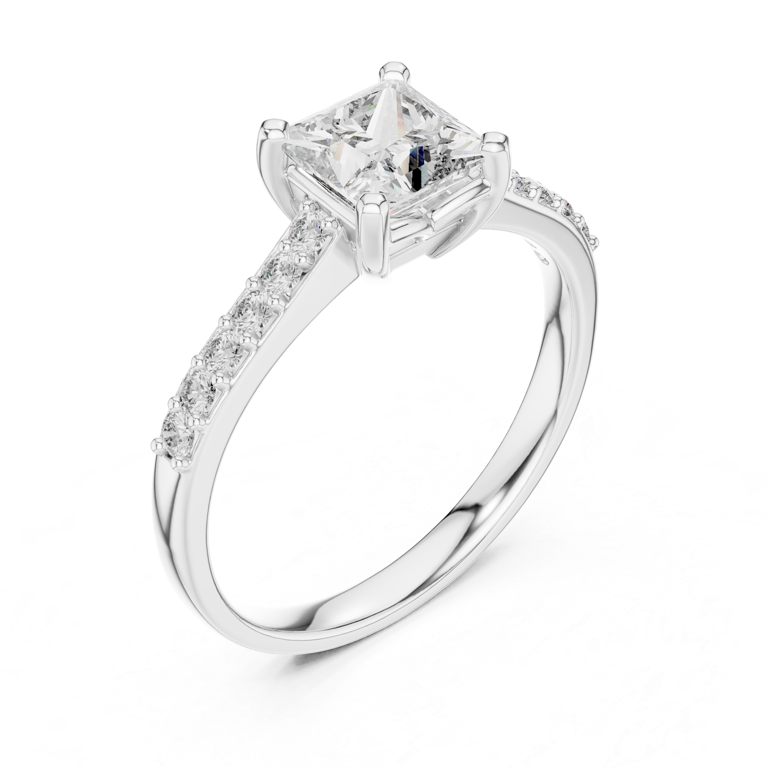 Stunning Princess Diamond With Side Stone