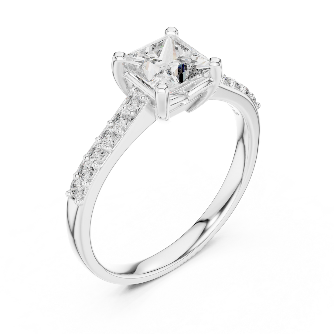 Stunning Princess Diamond With Side Stone