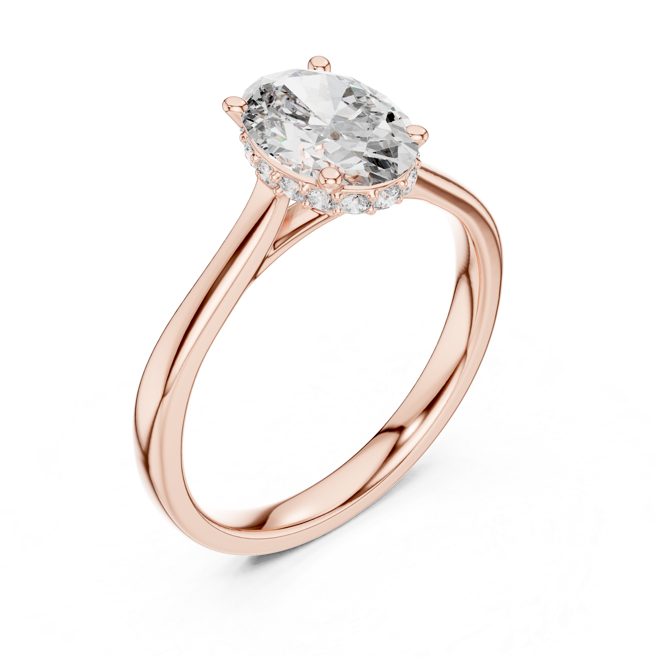 Modern Oval Diamond Engagement Ring with Hidden Sparkle