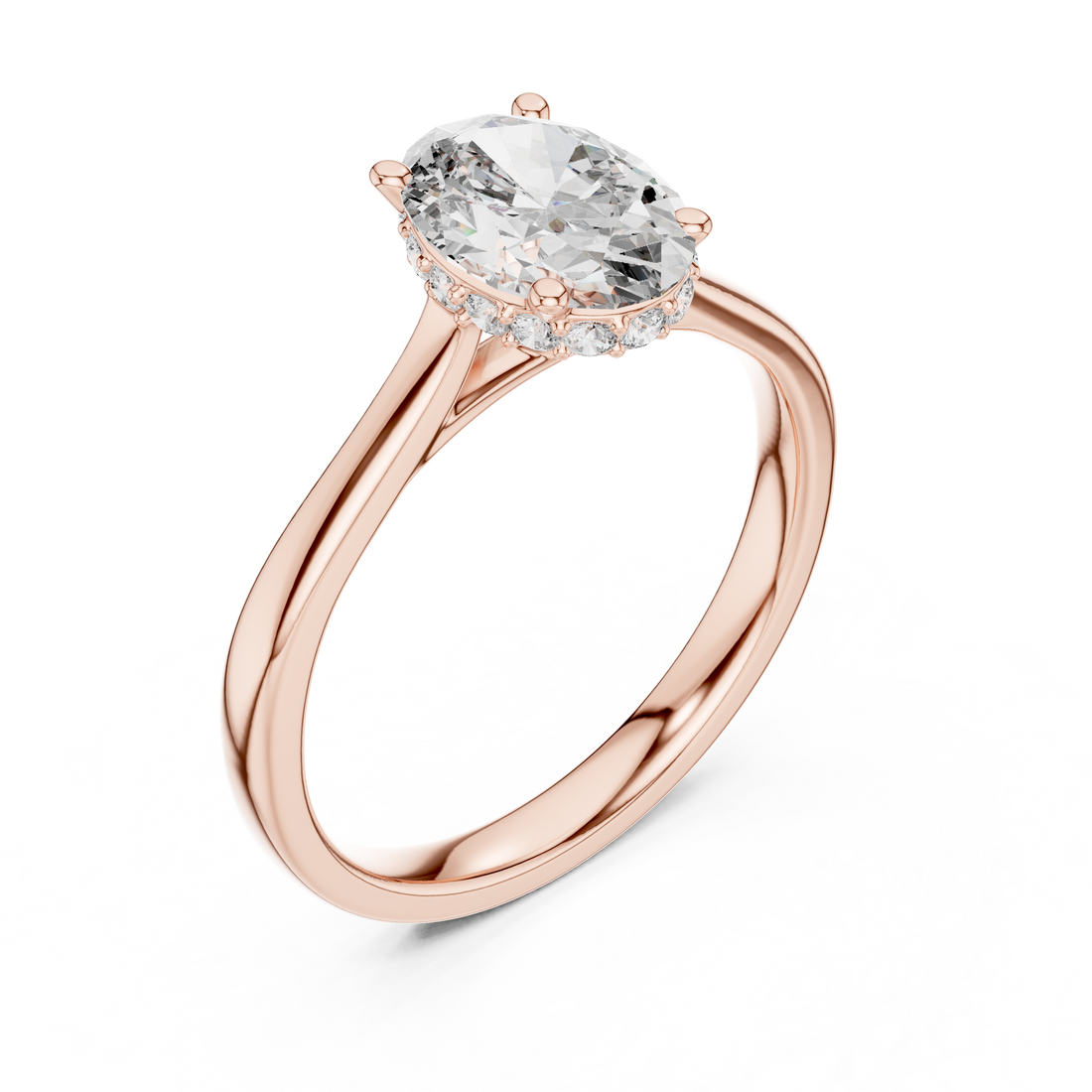 Modern Oval Diamond Engagement Ring with Hidden Sparkle