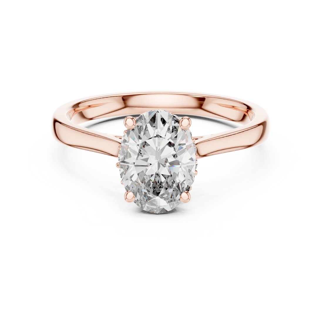 Modern Oval Diamond Engagement Ring with Hidden Sparkle